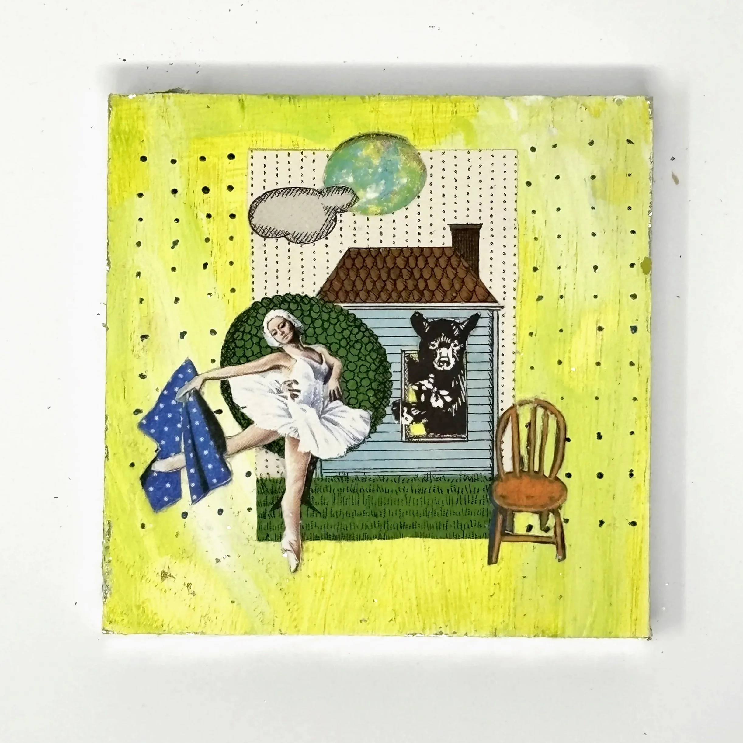 A Rainy Day - Mixed Media - 4 x 4 x .5 - 2025 -SOLD