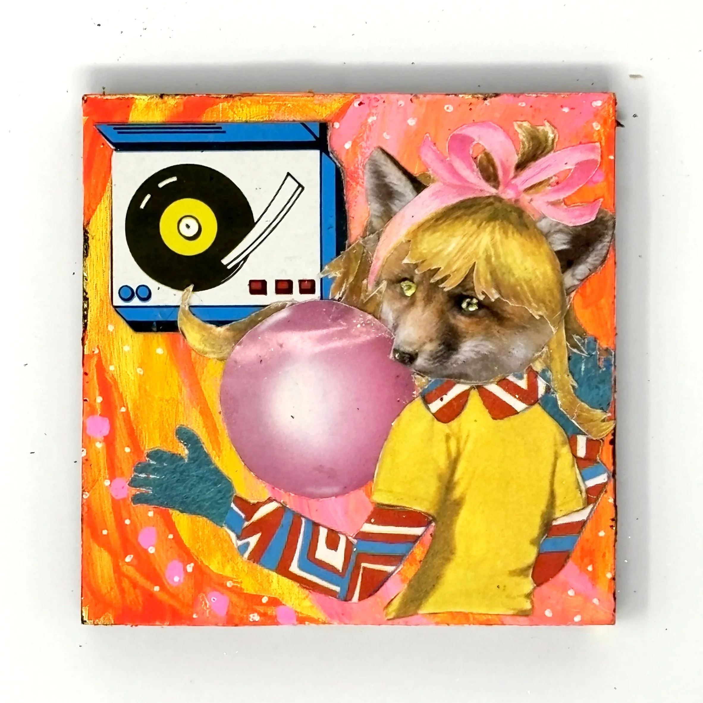 Shimmy Shimmy Pop - Mixed Media - 4 x 4 x .5 - 2025