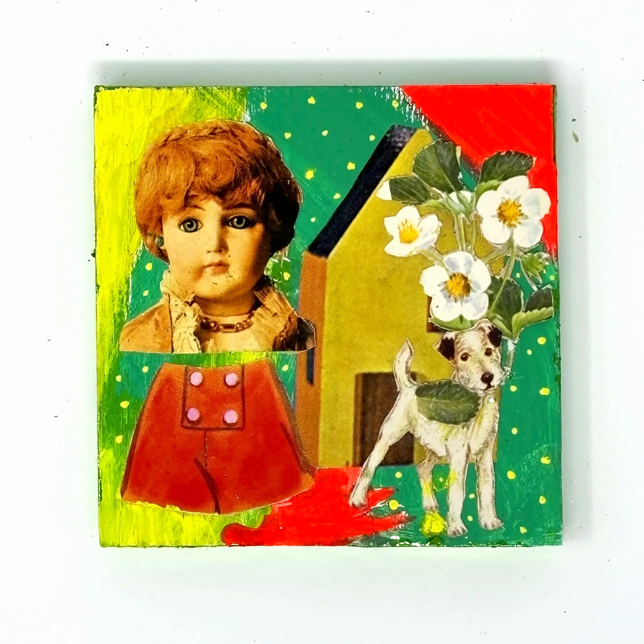 Lucky Dog - Mixed Media - 4 x 4 x .5 - 2025