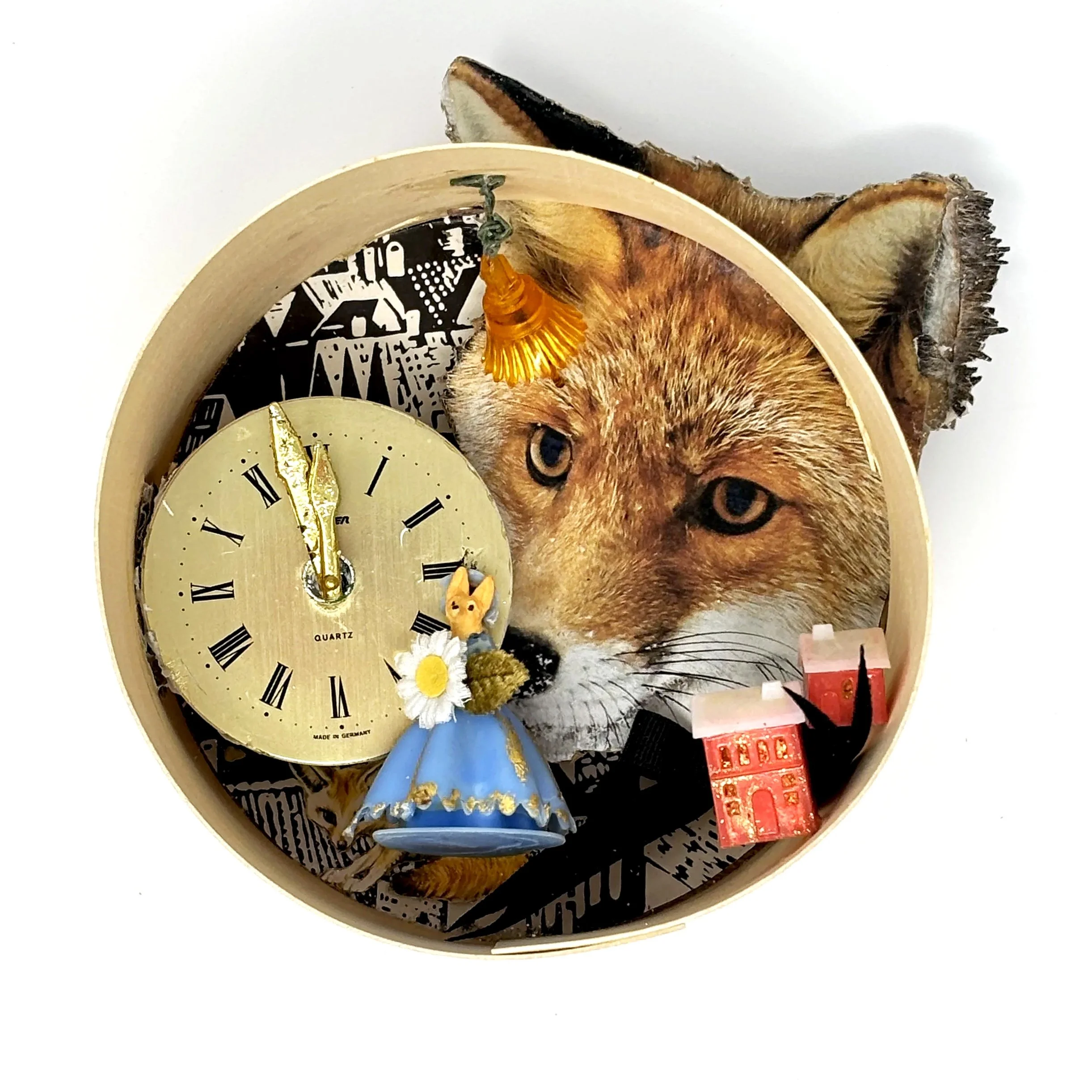 5 Minutes to Midnight - Mixed Media - 5" dia x 3" deep - 2025