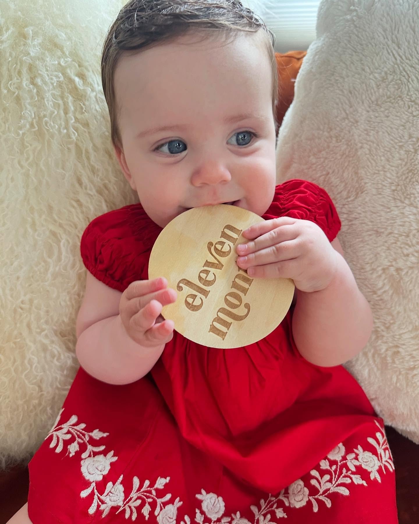 I can barely get a word in these days, she&rsquo;s baby babbling up a storm. Romy is crawling everywhere, she waves, she plays with you and she&rsquo;s mastered sitting up from a crawling position. This morning she sat up in her crib for the first ti