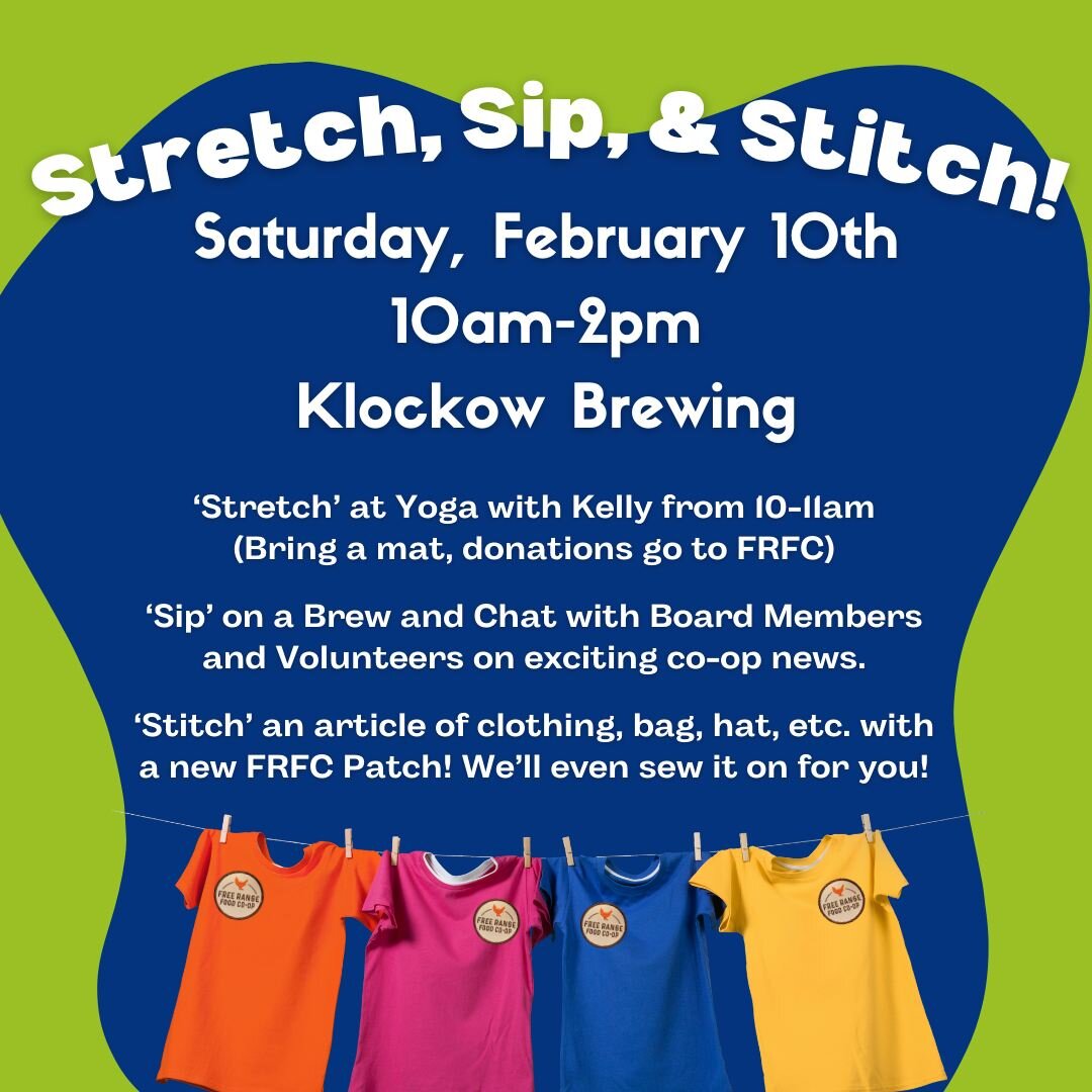 Join us at Klockow Brewing Company Saturday February 10th from 10am to 2pm!
 
&lsquo;Stretch&rsquo; at Yoga with Kelly from 10-11am 
(Bring a mat, donations go to FRFC)

&lsquo;Sip&rsquo; on a Brew and Chat with Board Members and Volunteers on exciti
