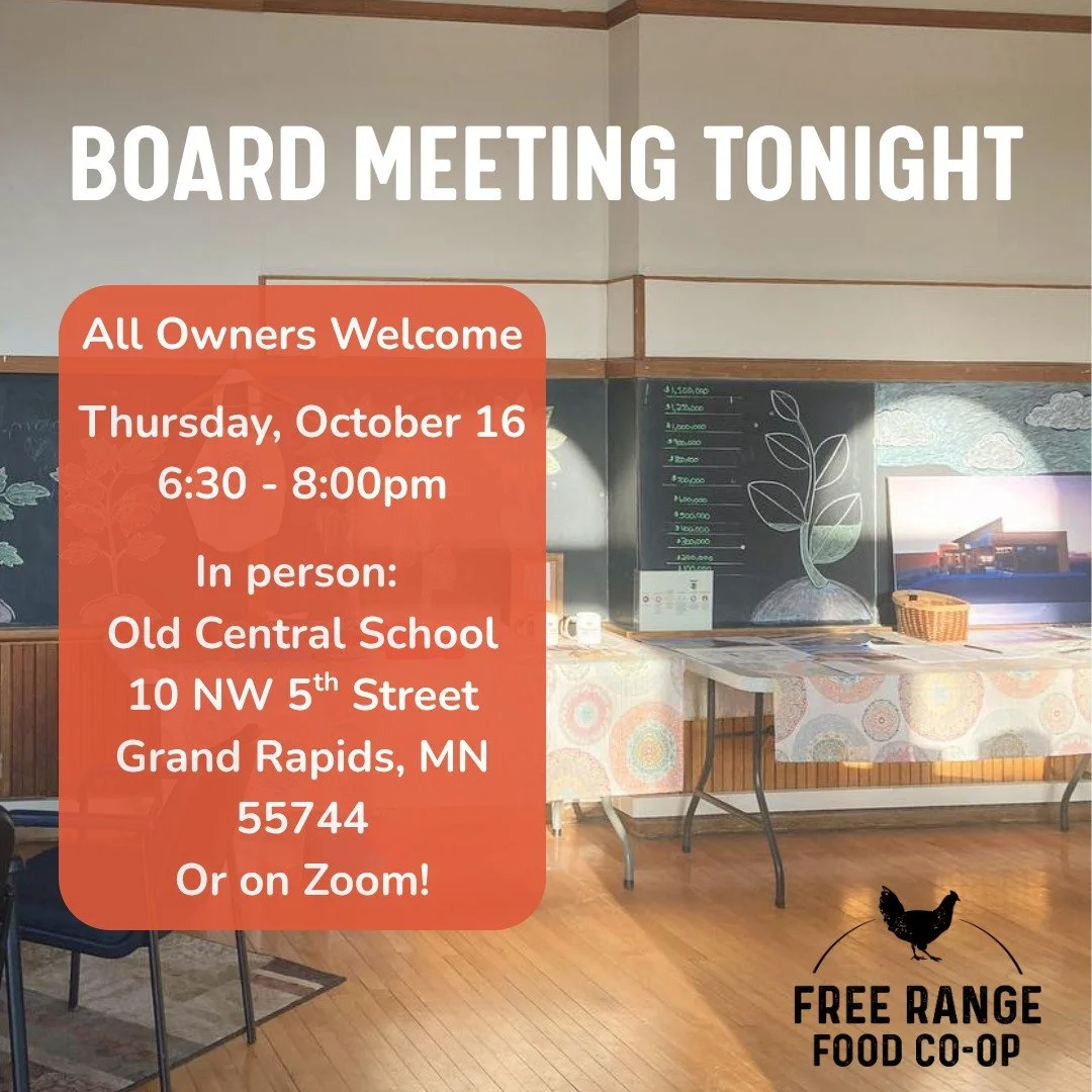 Only an hour and a half until our Board Meeting this evening! Twice a month our board of 8 directors meets to review important action items, make decisions, and approve the direction the co-op is heading. 

As always, these meetings are open to our O