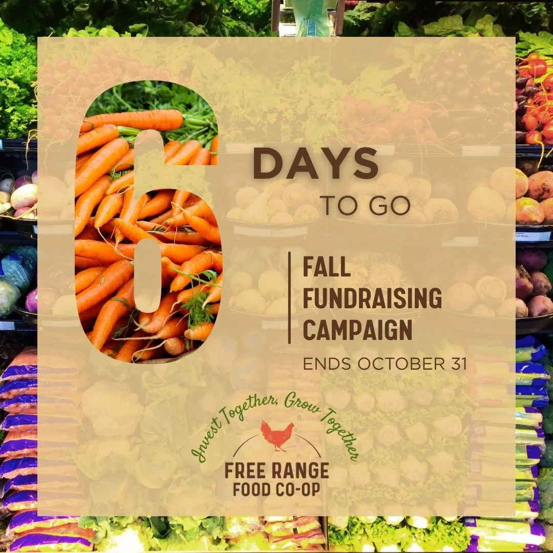 🗣 ONLY 6 DAYS LEFT 🗣 ⏳ Time is running out to make our goal... We're all hungry for change. If we all put our money where our mouth is, we could all be shopping at OUR Free Range Food Co-op as early as winter next year!
There's still time ⏰ to mak