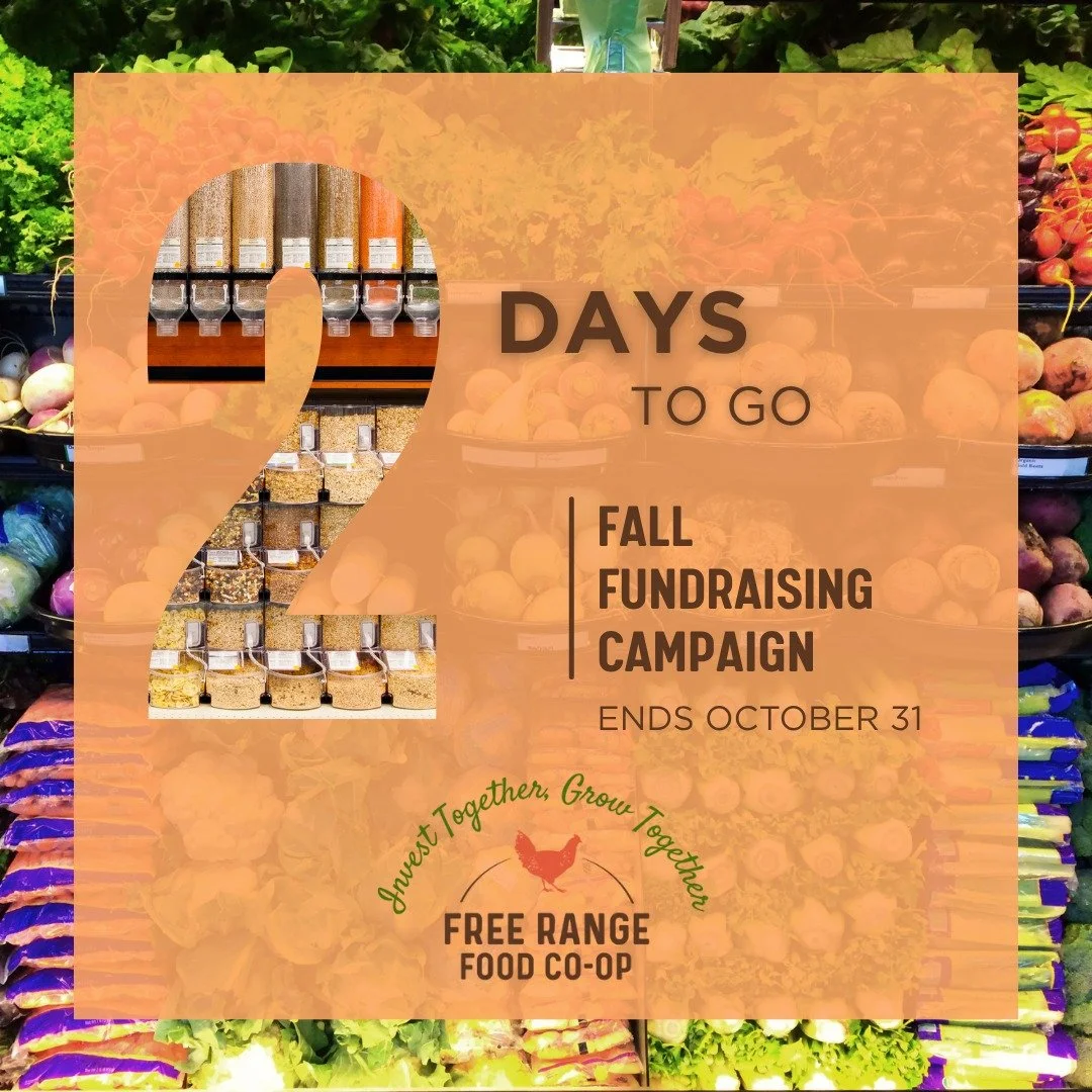 🗣 JUST TWO DAYS TO GO 🗣 Until we wrap up this Fall Fundraising phase of our Community Investment Campaign! 
We're all hungry for more healthy, sustainable options - something the co-op guarantees. We've been on a mission for the Grand Rapids and I