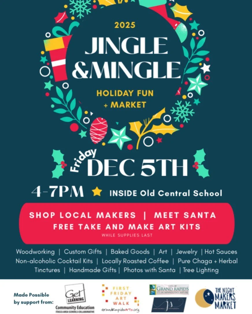 Today's the day to get your Jingle and Mingle on! 🔔🎄🎅🏻✨ The Old Central School will be stuffed with stocking stuffers, hand crafted gifts, and homemade goods! We'll be in our office, Room 209, with FREE snacks 🍿 and hot cocoa ☕️ to keep you warm