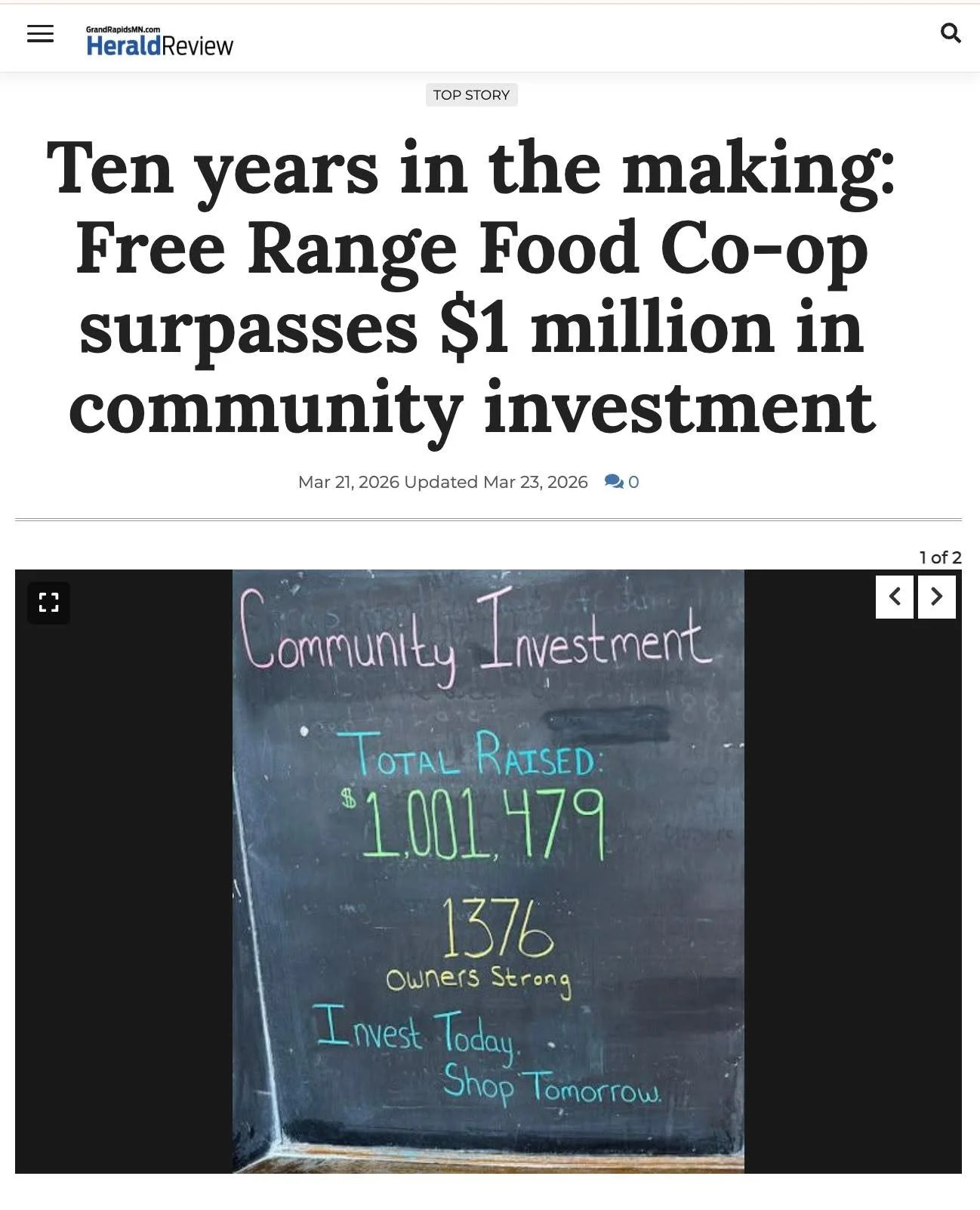A great write up in the Herald Review about celebrating 10 years in the making, AND, surpassing the $1M fundraising milestone!! 

With just 28% of Owners participating in one or more phases of our campaigns so far, we're well on our way to completing