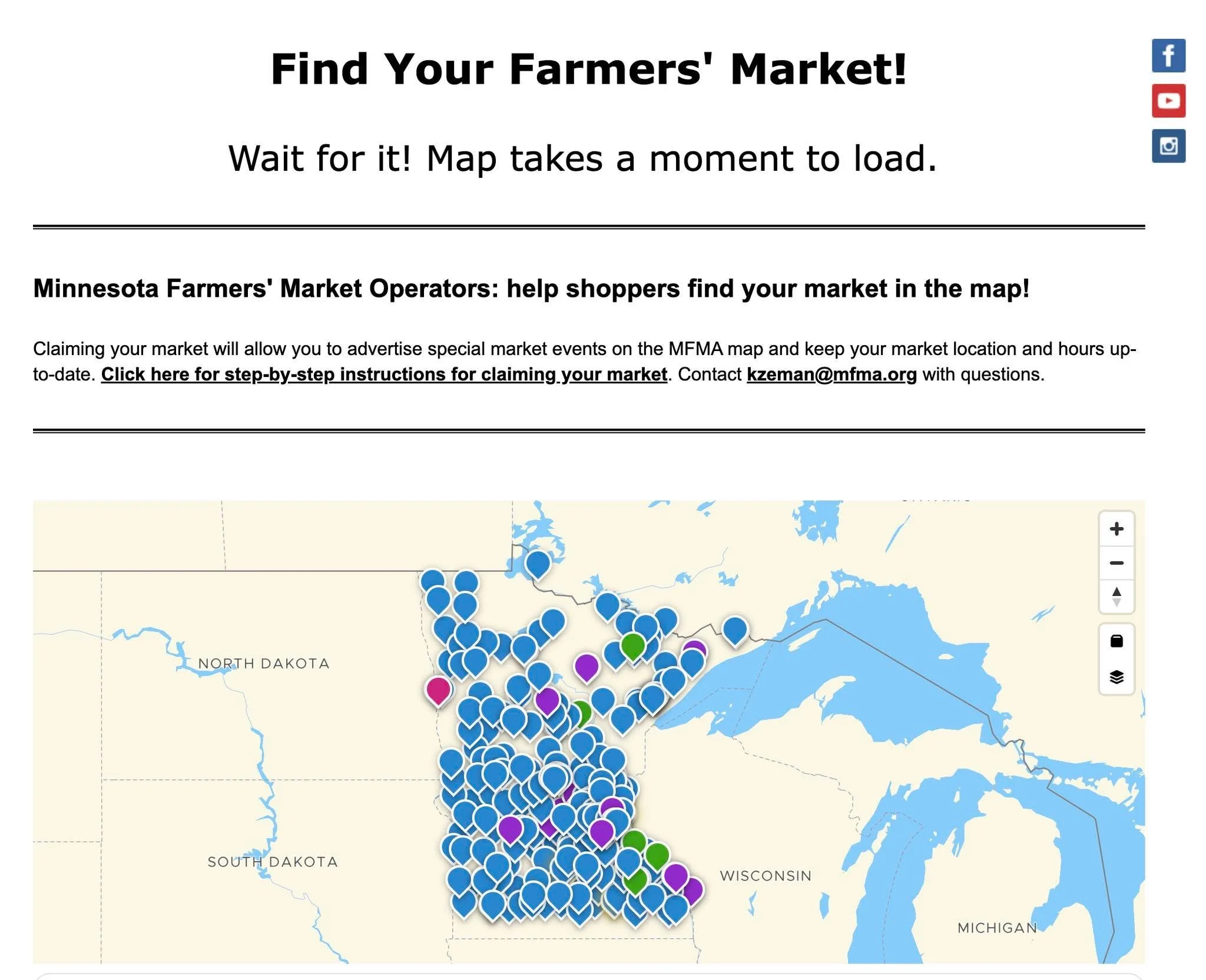 Farmers' Market season is coming up quick and we couldn't be more excited! We know not all of you live in Grand Rapids, MN (our market begins May 6th!) 
This map is a handy-dandy resource to find a local farmers market no matter where in MN you are! 