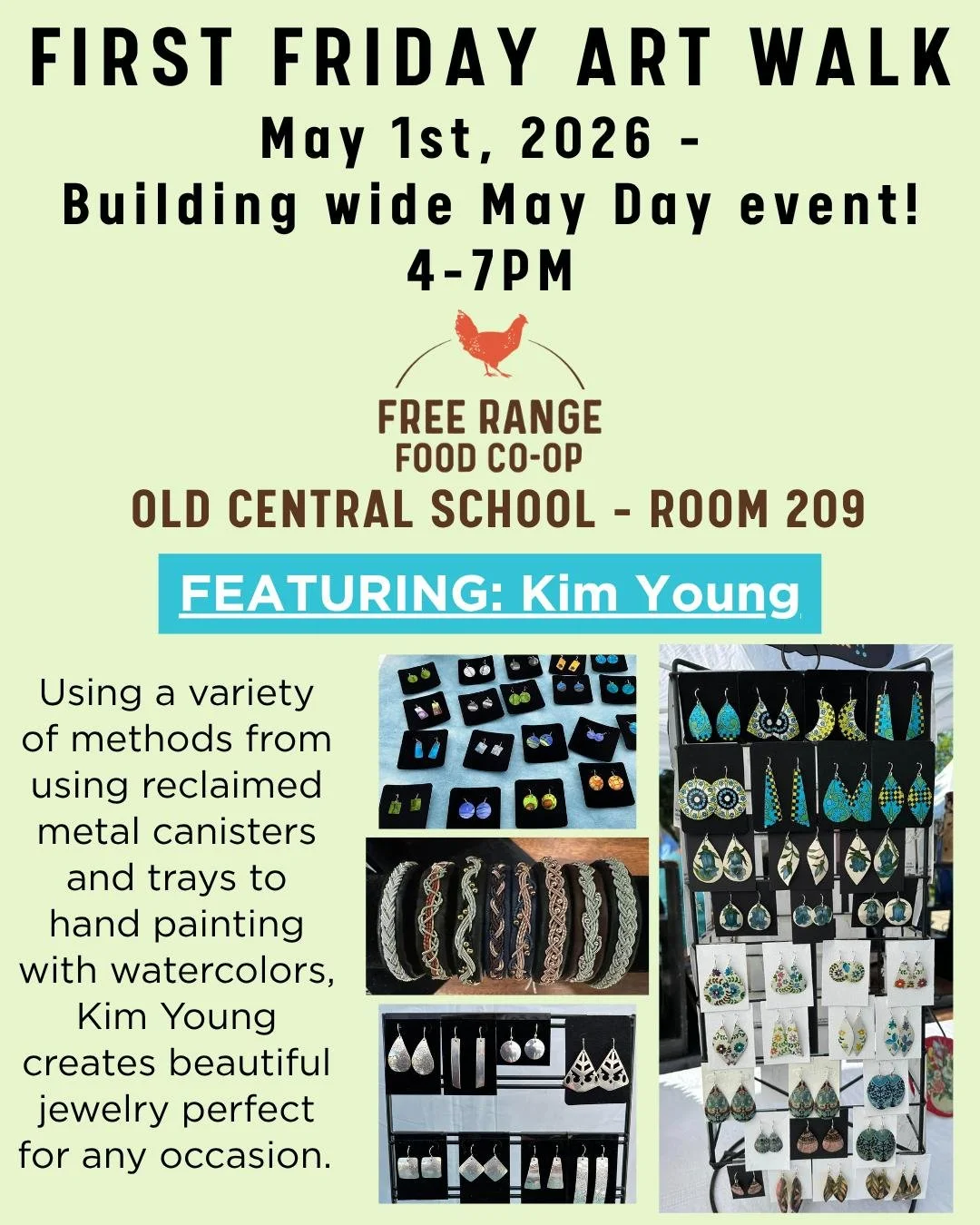 May First Friday Art Walk is coming up quick on May 1st!! 

We're featuring Kim Young in our office, and Old Central School is looking for more vendors to participate in this fun building wide May Day event!

May 1st is also a special day as we are o