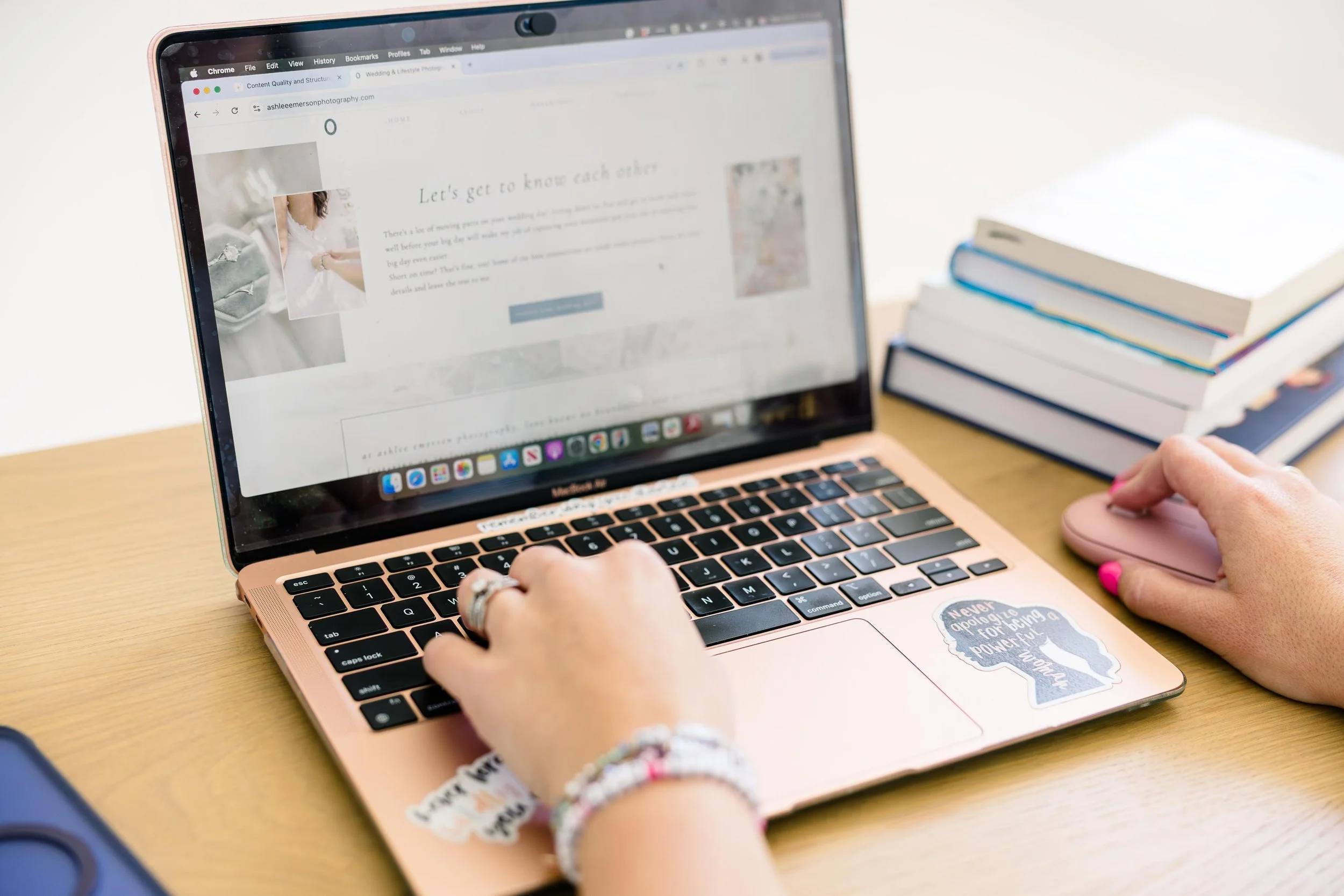 website copywriter working on a computer