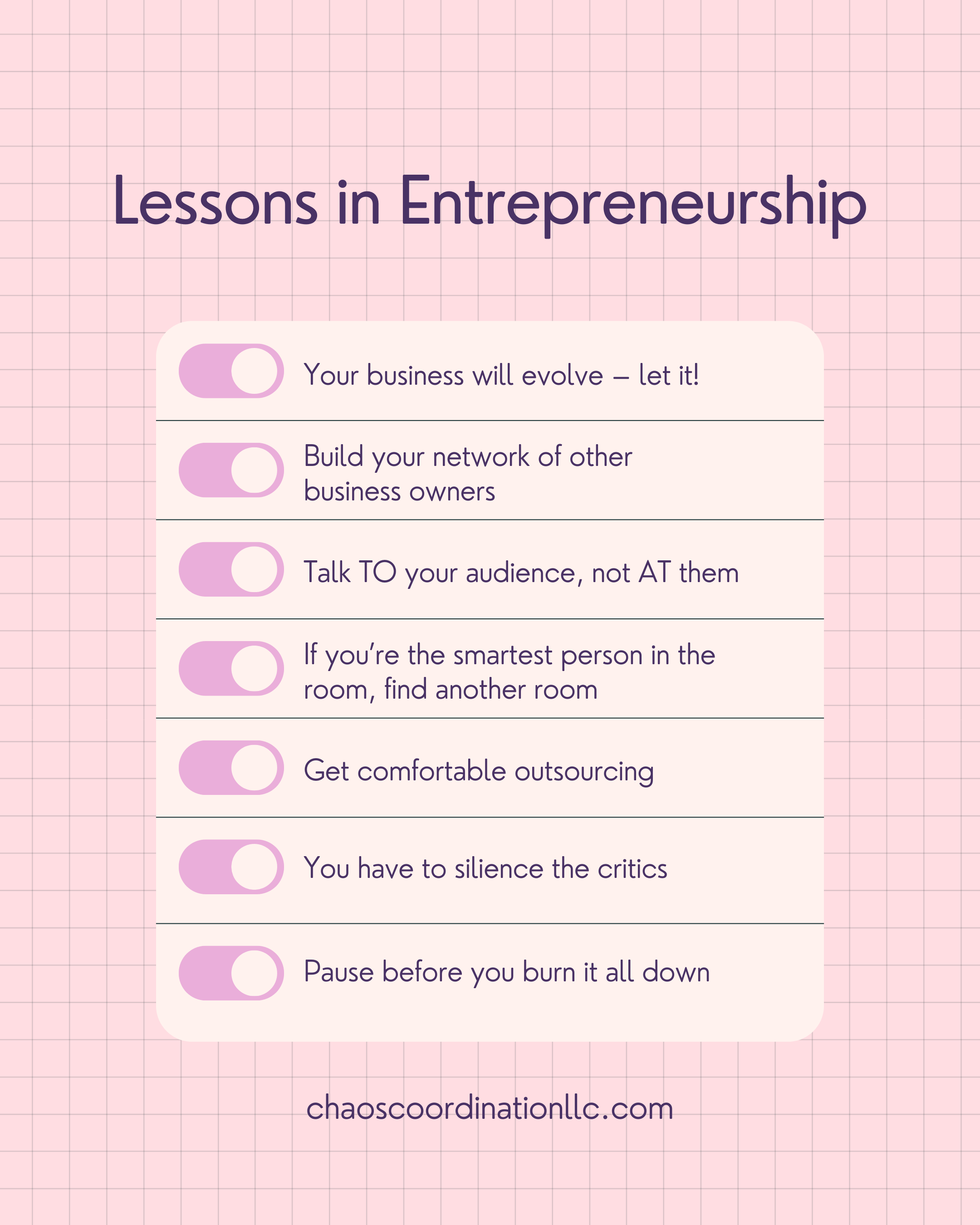Lessons in Entrepreneurship