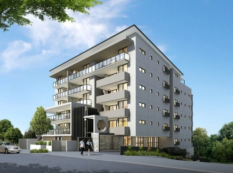 25 x two bedroom and 7 x three bedroom apartments across 7 stories, including a 2 level basement carpark and internal lift. 