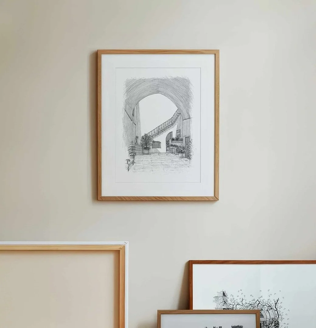 Interior of the House of ‘Abbúd
A commission art piece.
Pen & ink
12x16 inches 
The arch of this house together with the beautiful staircase makes this holy place unique and unforgettable. 
Music by @shaditolouiwallace 
#bahai #b