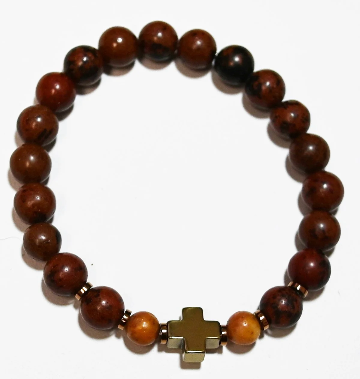 #6  Brownish red wood beads with varying bead accents