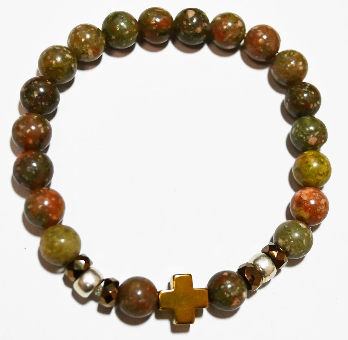 #9 Mix of earth tone stone beads with metal bead accents