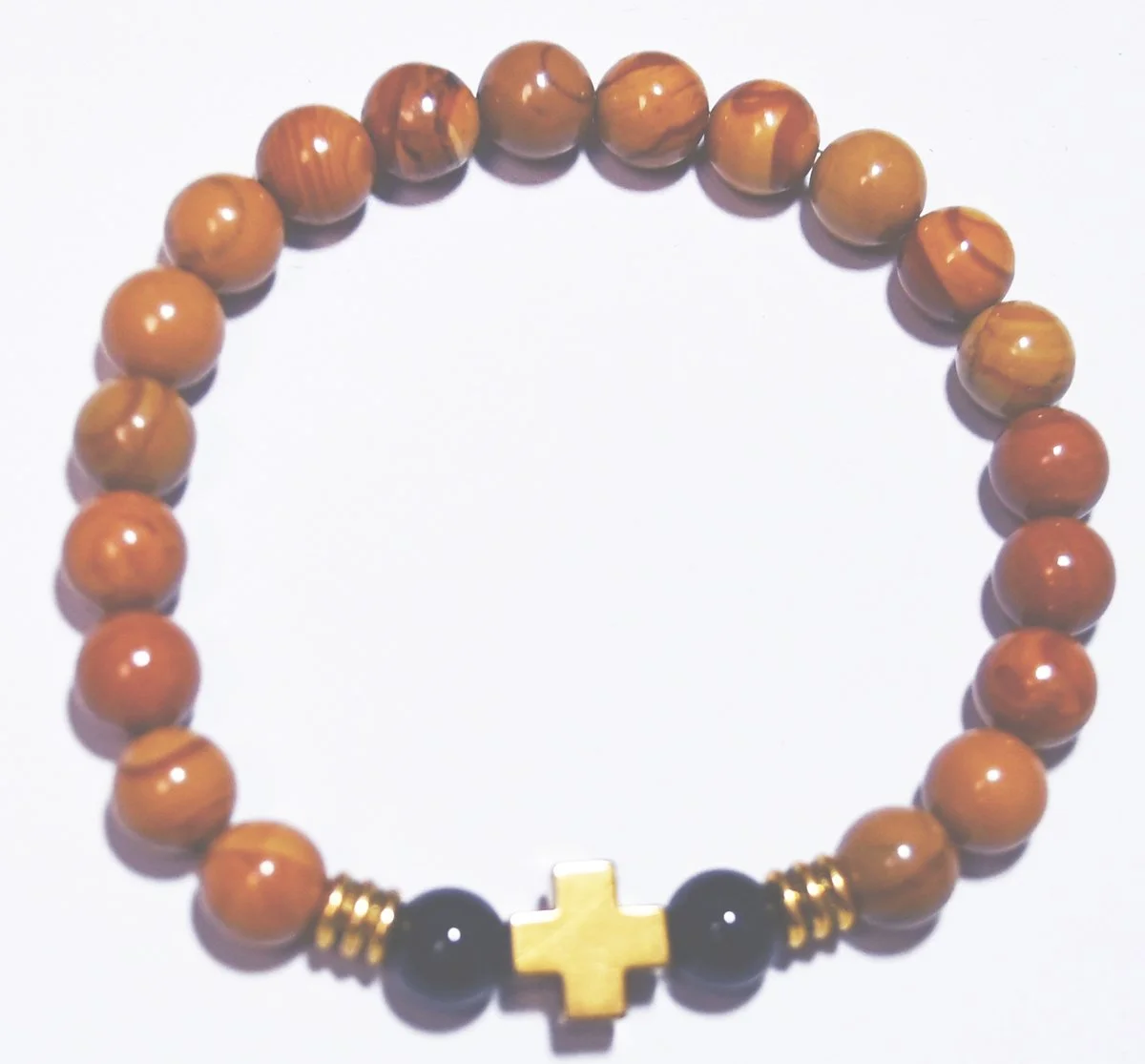 #4 Light Toffee colored stone beads with black bead accents