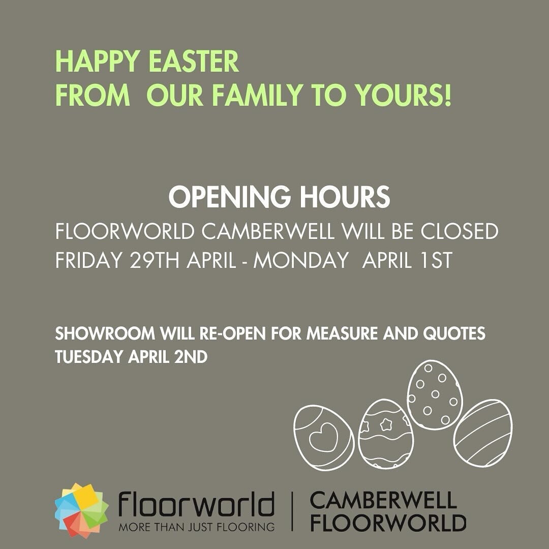 Wishing you a Happy and Safe Easter break! Our showroom will be open next Tuesday! 🐣🧆🐇
#easter #termbreak #shortholiday #carpet #showroom #floorworld #localbusiness #boroondara #camberwell #familytime