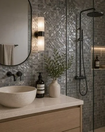 Mother of Pearl Black Opal Mosaic