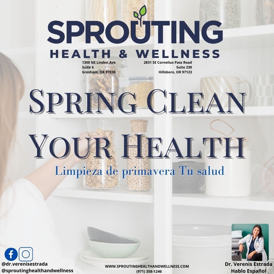 With Spring right around the corner, now is a good time to &quot;spring clean&quot; our health! A great way to do that is by taking some time and doing the following:

1. Clean out your pantry. Take everything out, look at the expiration dates, toss 