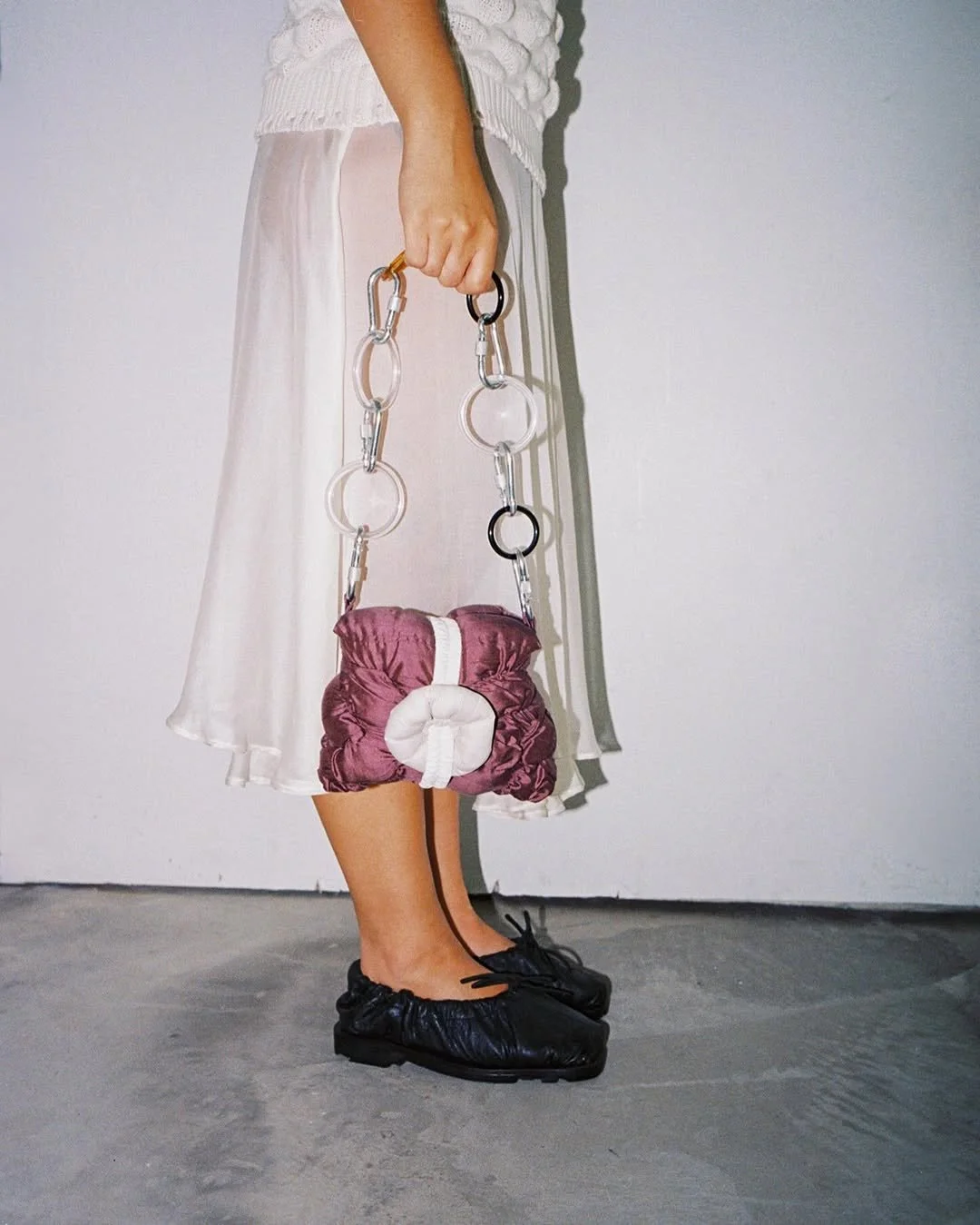 Silk chiffon ballet skirt, Tunicata cotton top, Leda flats, Chicab mini bag, and silver Button e.jpg