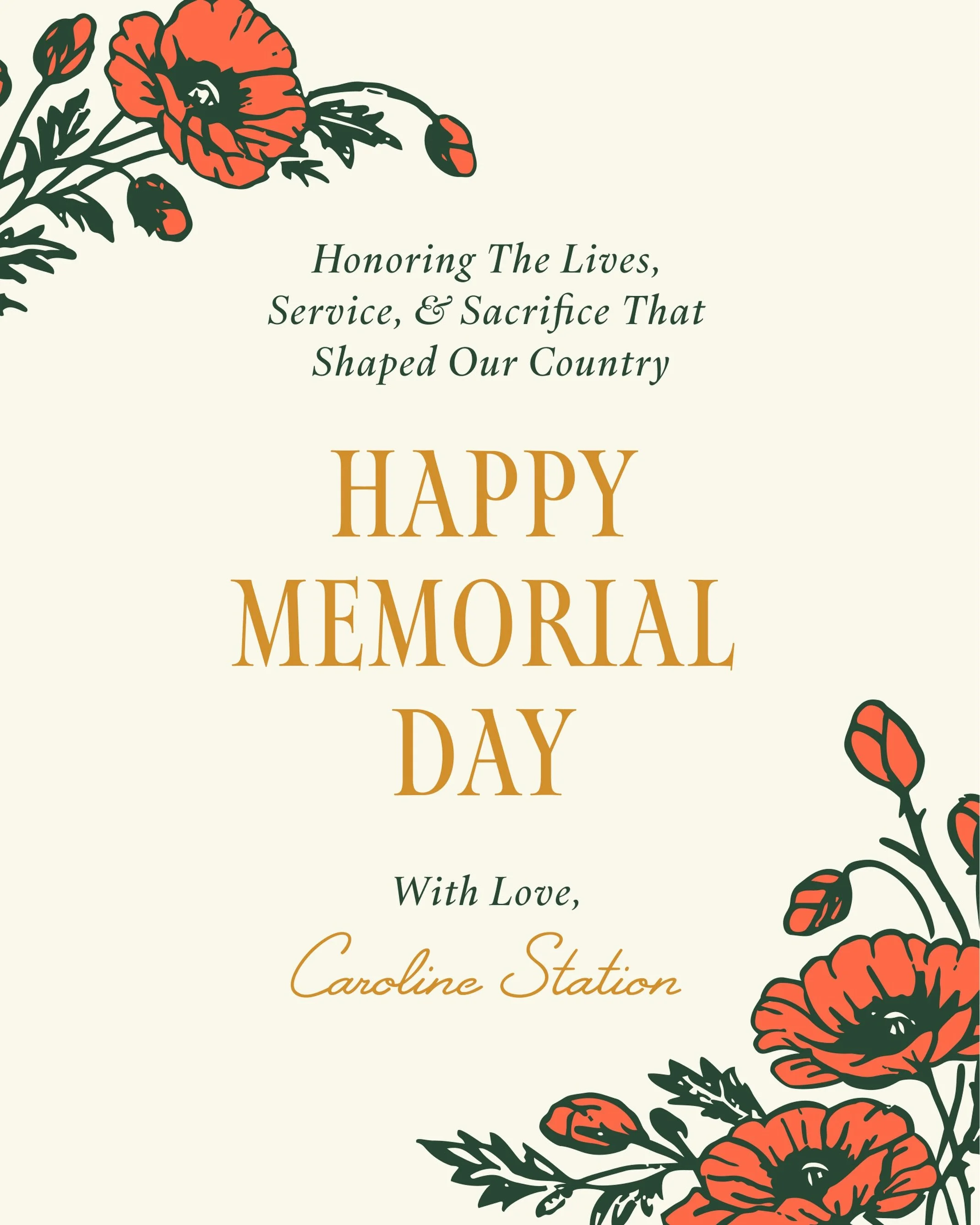 This Memorial Day, we pause to remember those who gave everything so we could enjoy the communities, connections, and freedoms we hold dear. Wishing everyone a meaningful Memorial Day from Caroline Station.