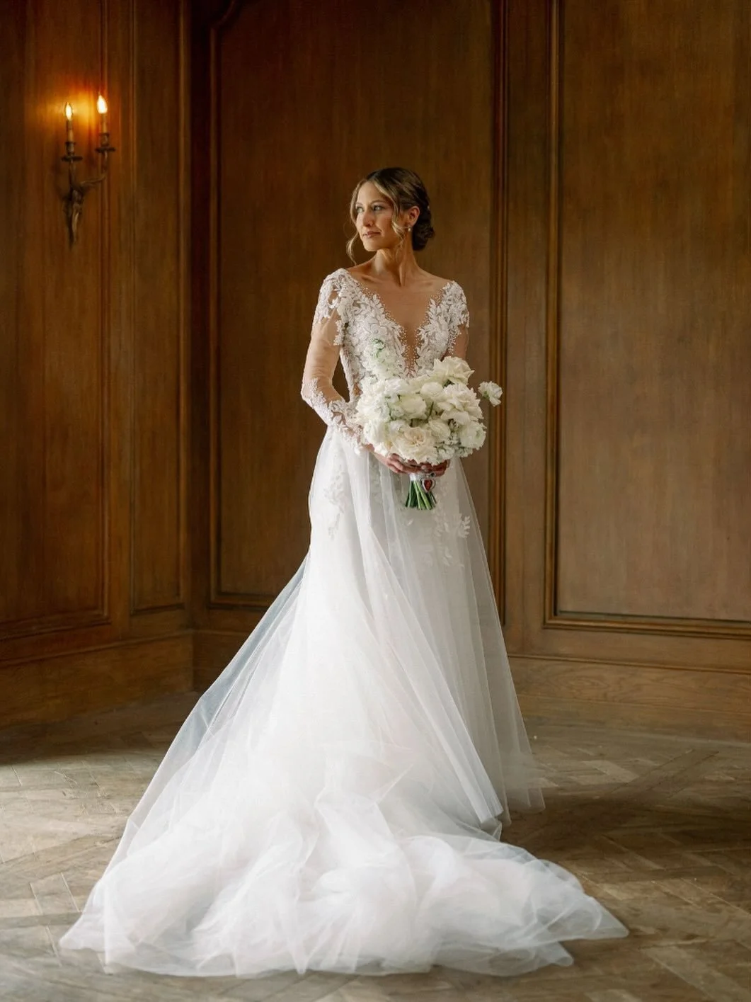 For this beautiful bride, we focused on Makeup, enhancing her natural beauty with a soft, timeless glam. Every detail was thoughtfully designed to let her shine effortlessly in her gown, holding her flowers and stepping into one of the most special m