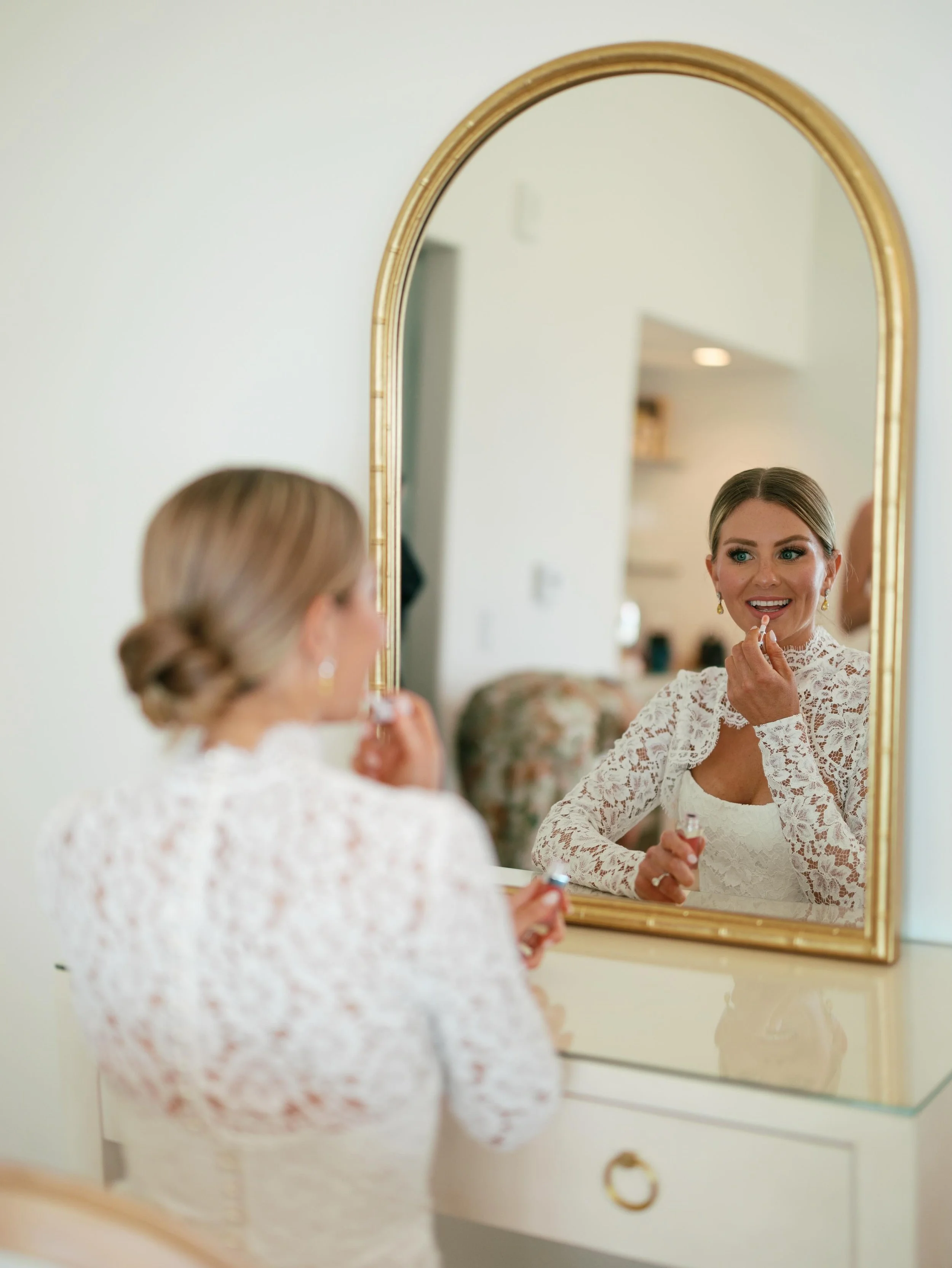 There&rsquo;s something so special about those quiet moments before &ldquo;I do.&rdquo; 

Our beautiful bride wanted a soft, elevated glam paired with a clean, classic updo, timeless, effortless, and elegant in every way. This photos is a moment shou