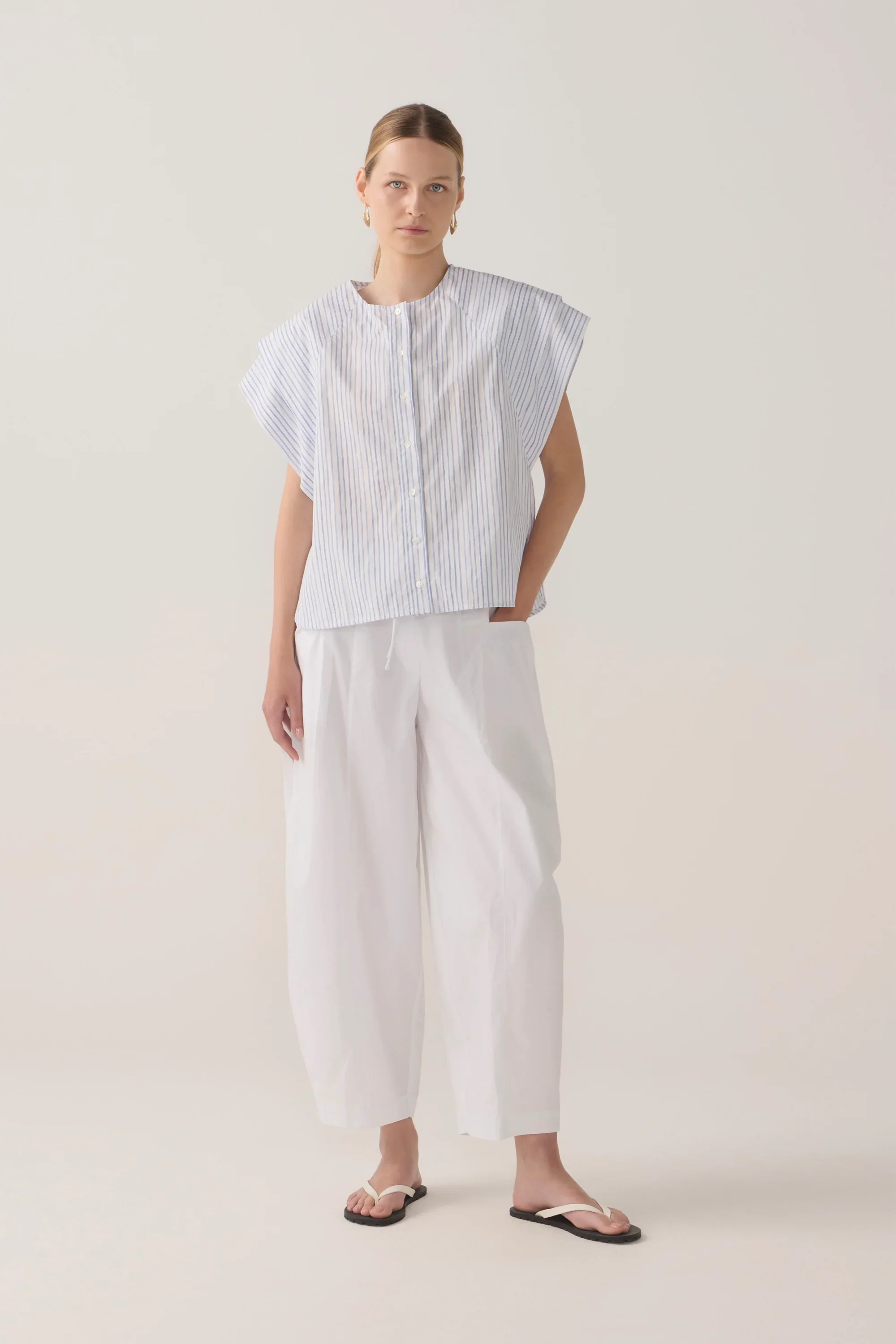 FOEMINA | ELEANOR PANT WHITE POPLIN.