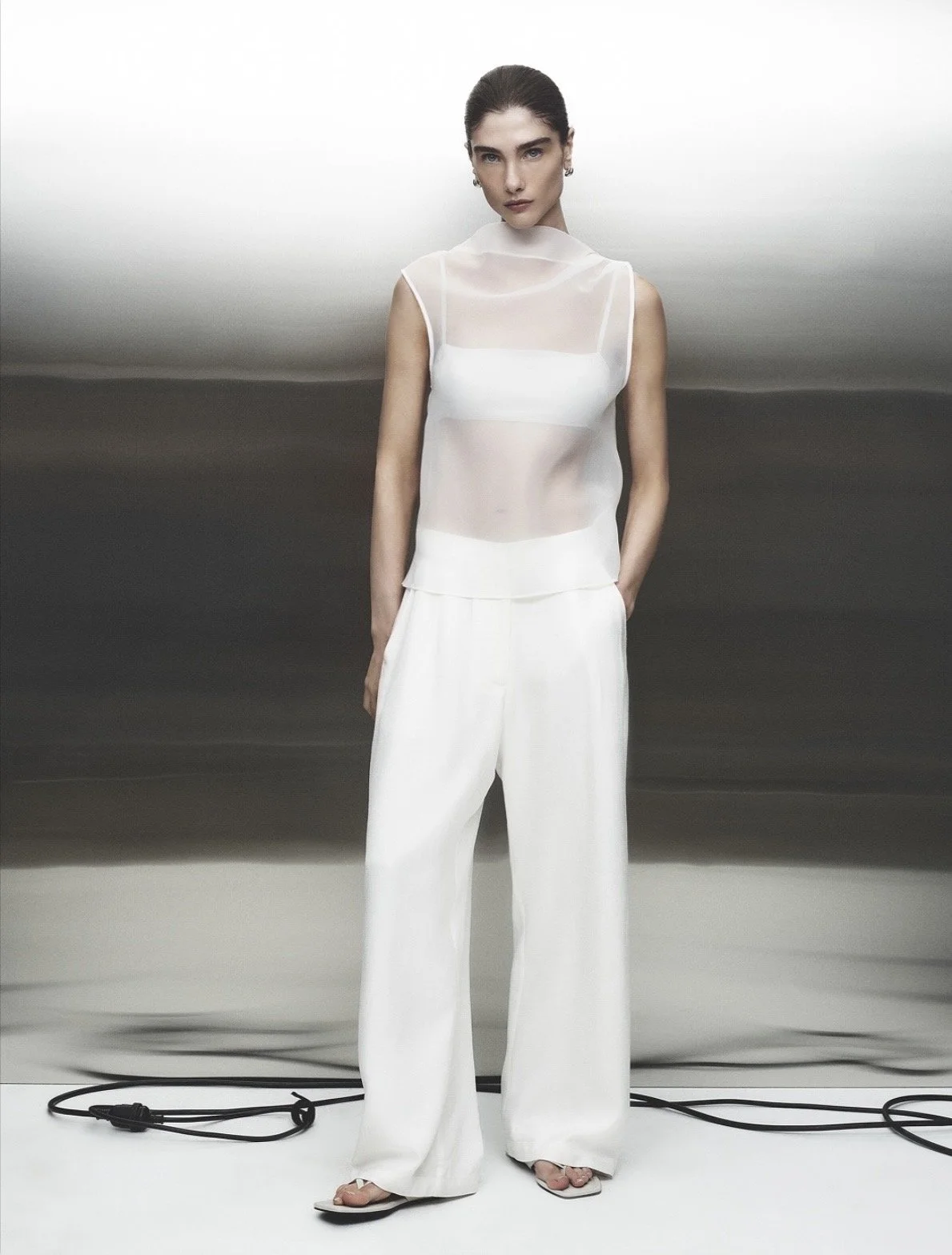 ELKA COLLECTIVE | IVORY HOPKINS ORGANZA TOP.