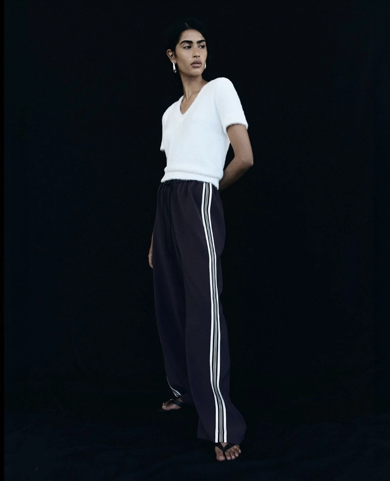ELKA COLLECTIVE | MIDNIGHT NAVY PANTS WITH WHITE STRIPE.