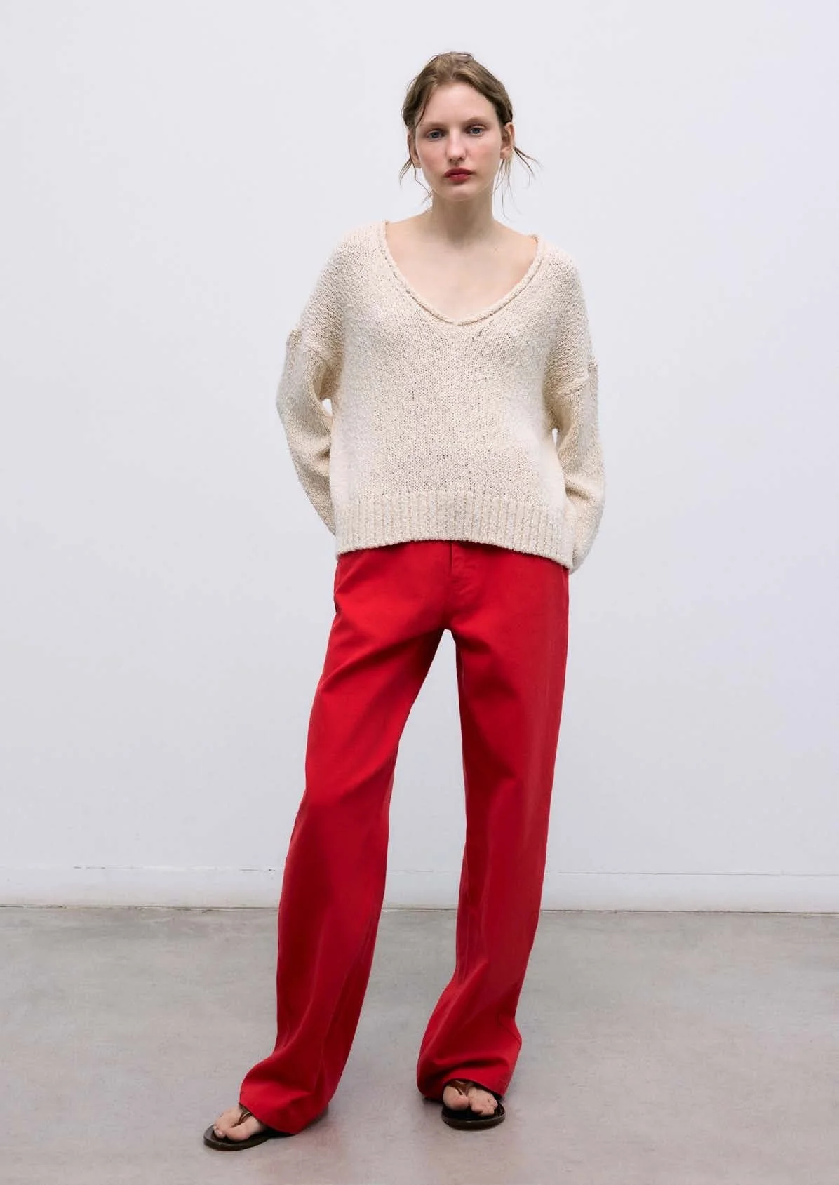 NEW SOCIETY | DENIM WIDE TULIP RED PANT.