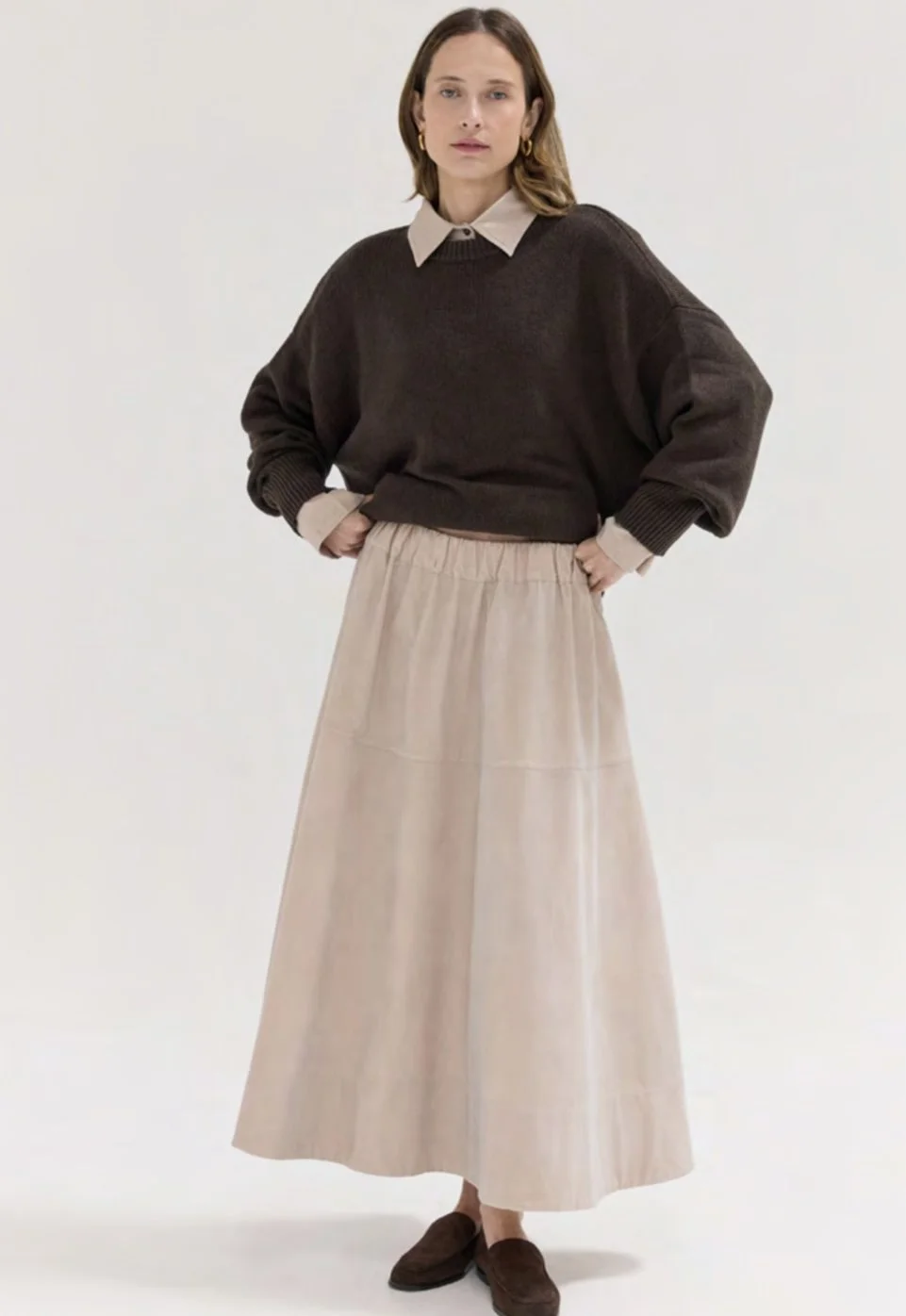 CLOTH & CO | CHOCOLATE BILLOW SLEEVE JUMPER.