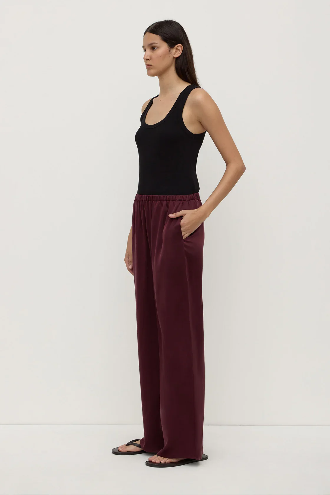 ASSEMBLY | MERLOT SILK PANT.