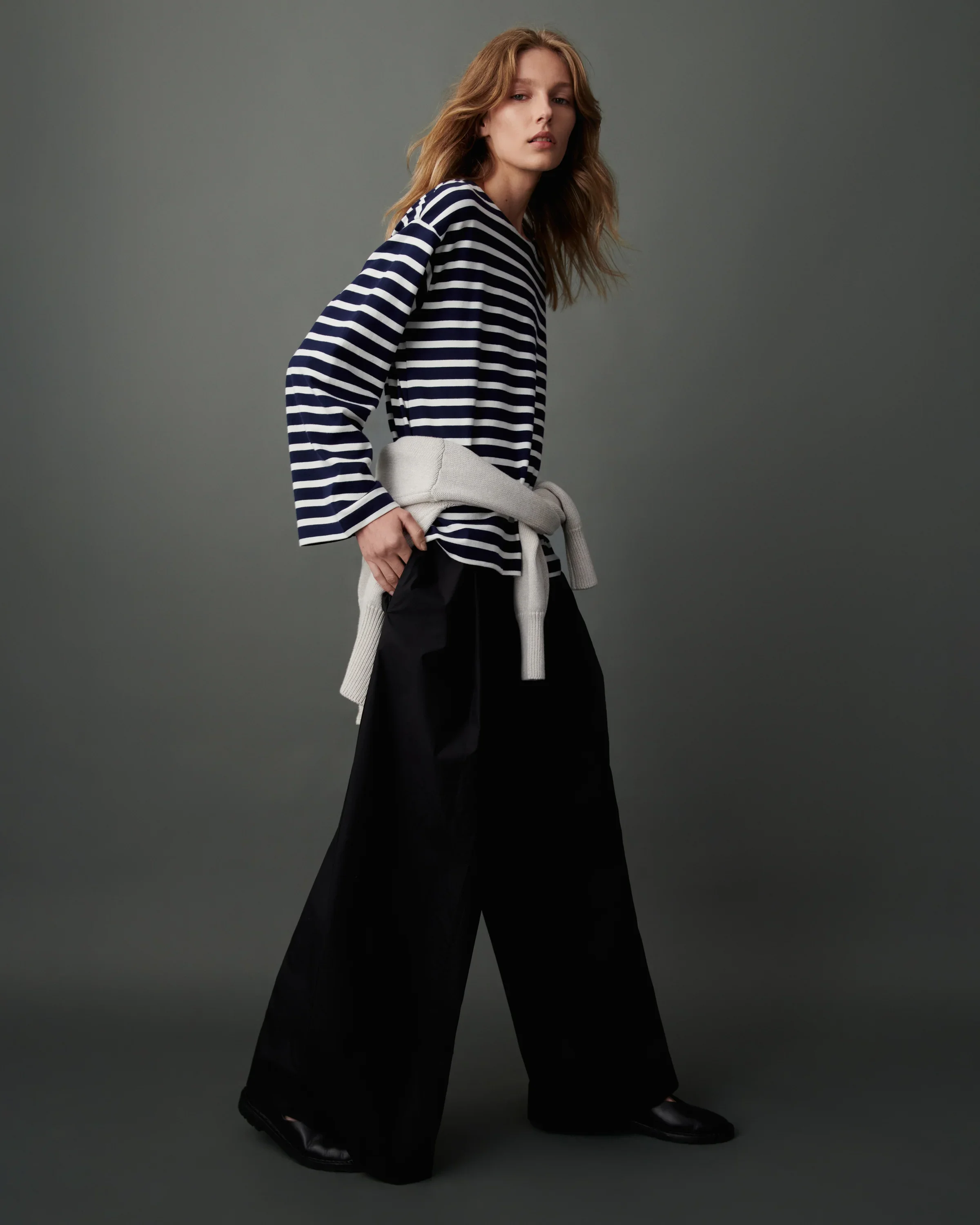 KOWTOW | BLACK COTTON WIDE LEG PANT.