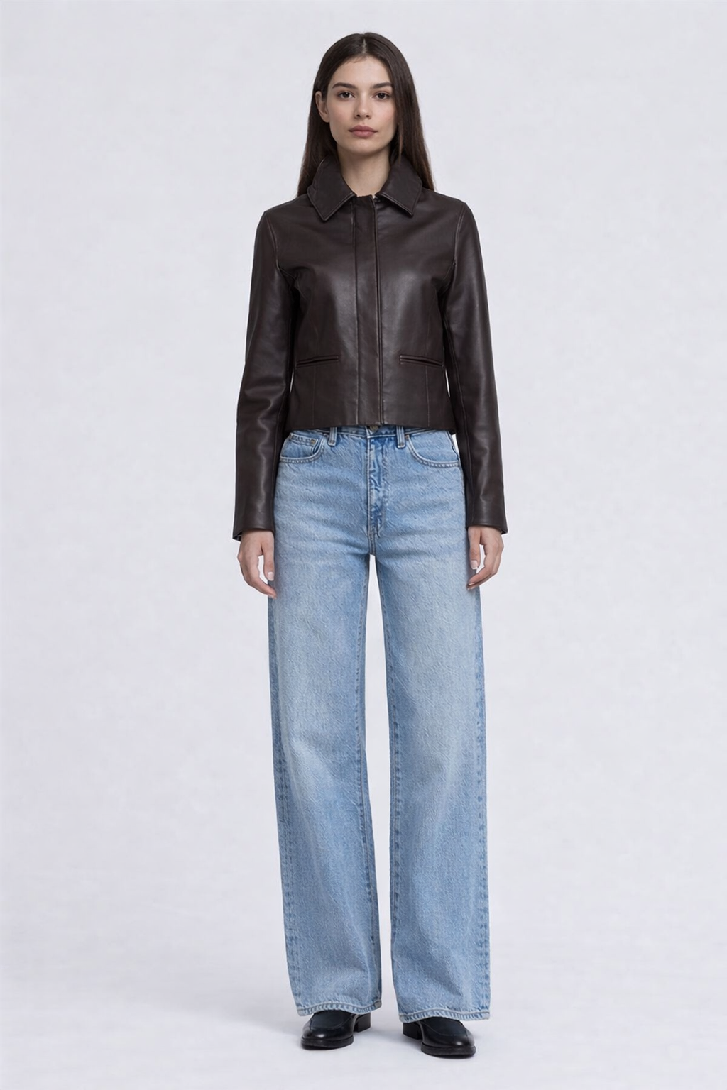 DEA | CHOCOLATE CROPPED LEATHER JACKET