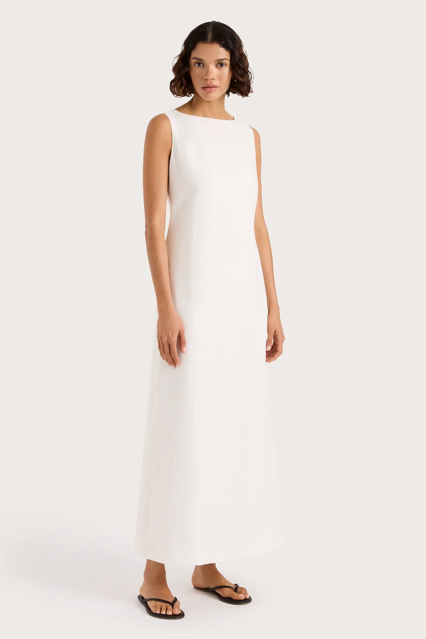 FAITHFUL | TAYLOR MIDI DRESS WHITE LINEN.