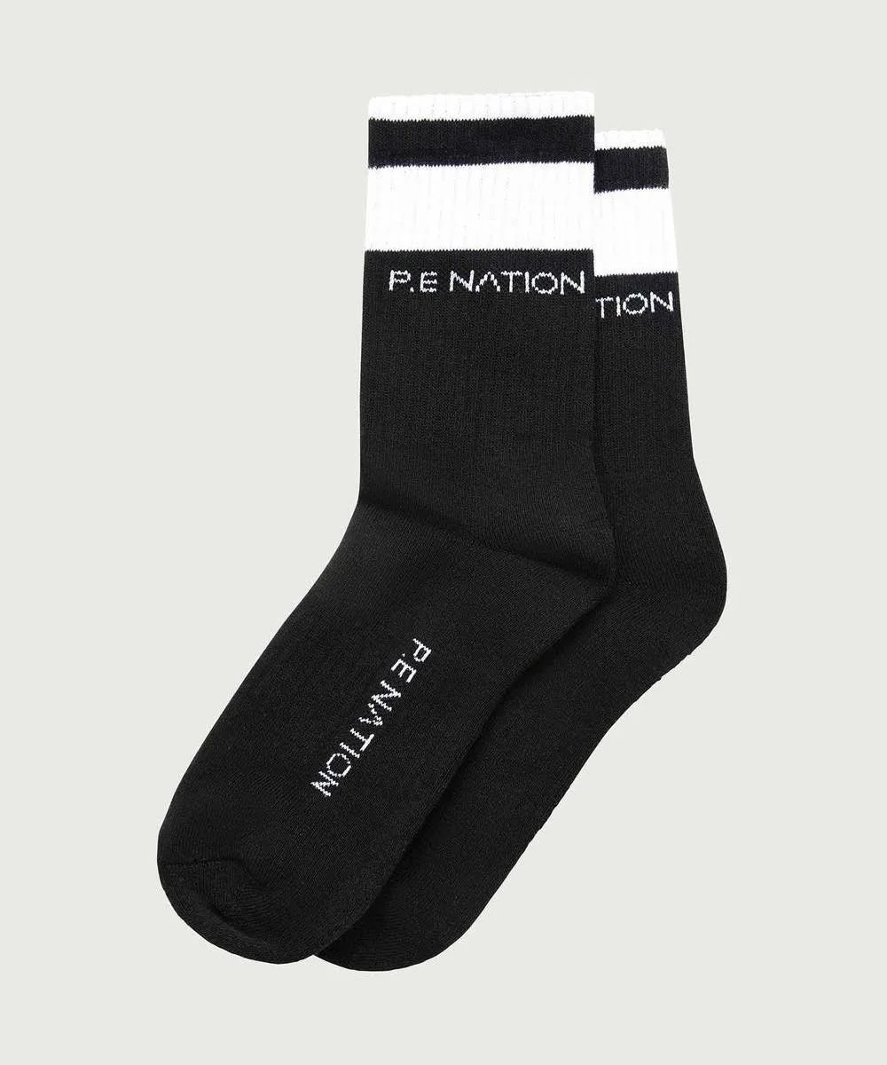 P.E. NATION | BLACK LOGO SOCK.