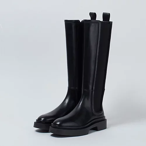 JVAM | BLACK LEATHER KNEE HIGH BOOTS.