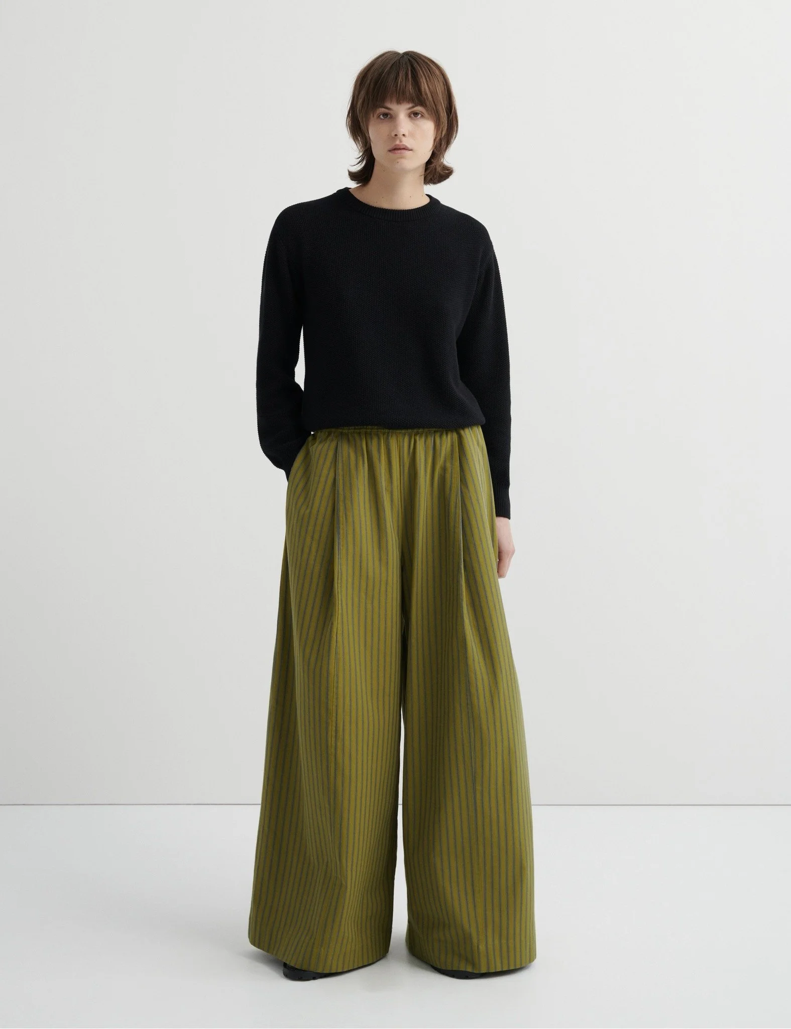 KOWTOW | CHARTREUSE STRIPE ORGANIC COTTON PANTS.