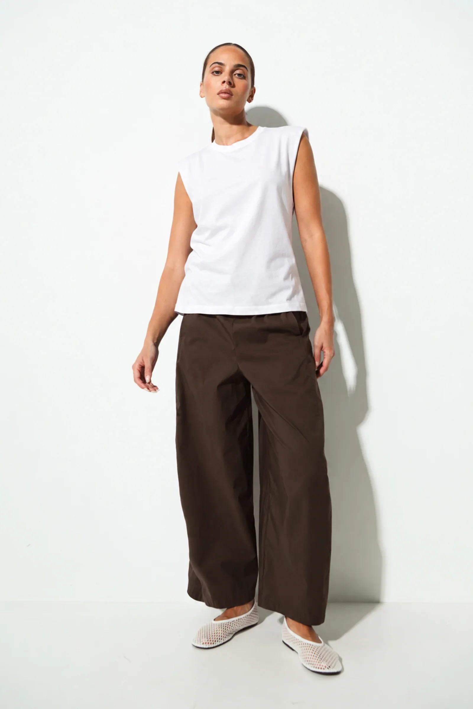 LOUNGE | CHOCOLATE COTTON POPLIN PANT.