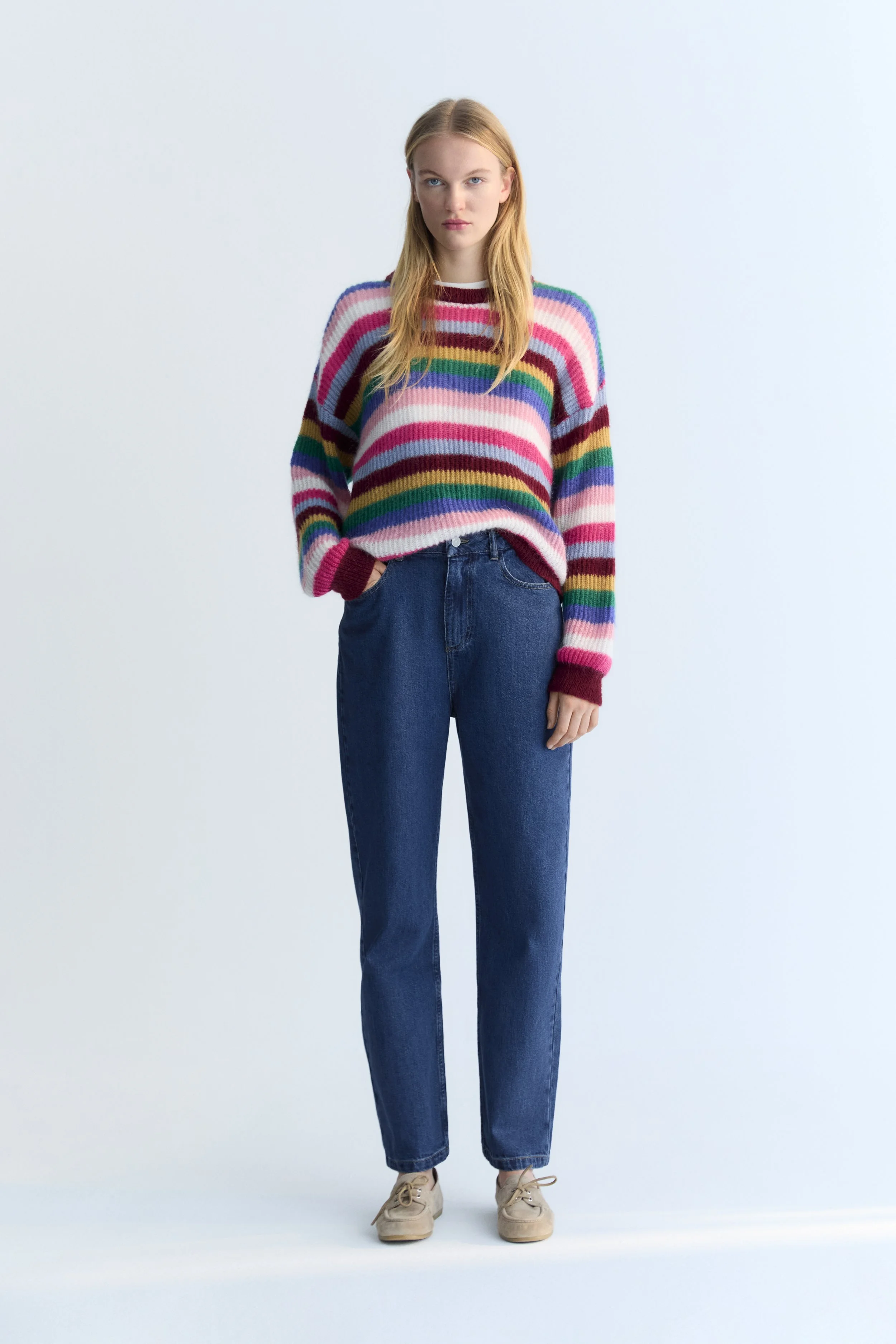 THE NEW SOCIETY | MULTI STRIPE WOOL BLEND SWEATER.