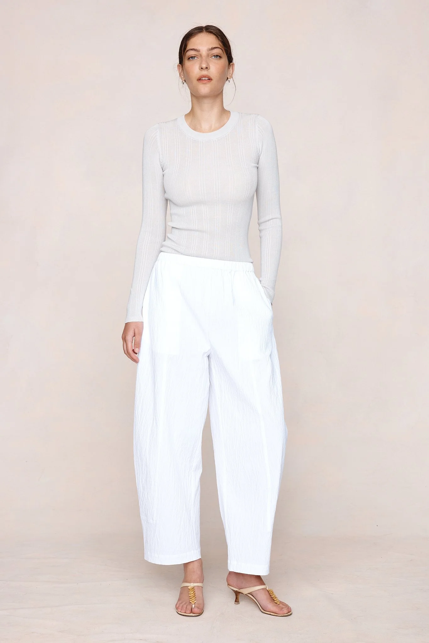 MARLE | IVORY COTTON PANT.