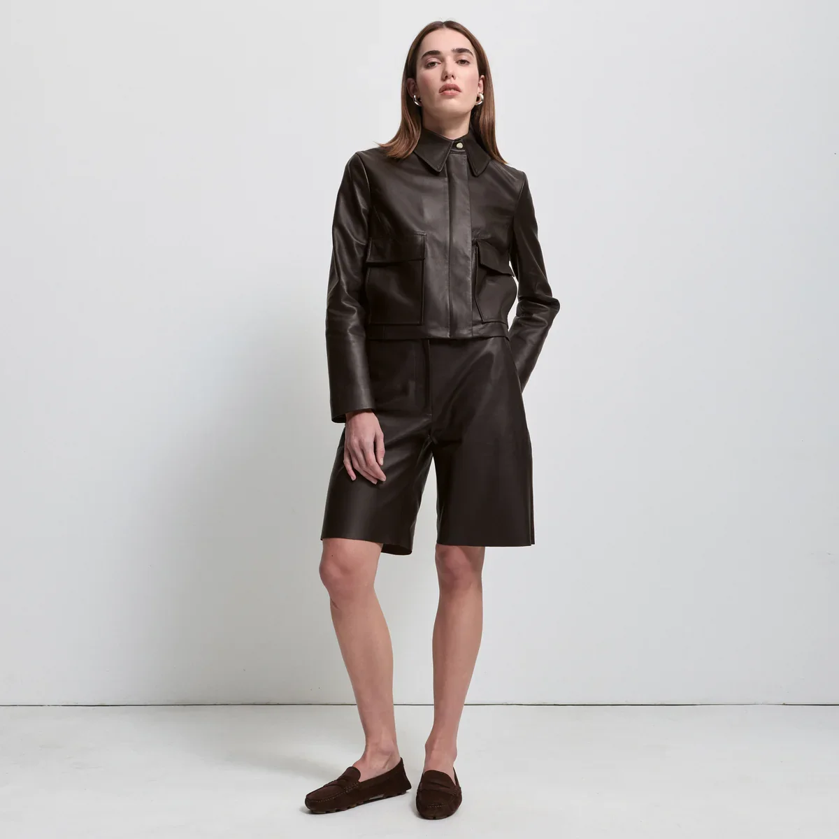 RAW BY RAW | CHOCOLATE CROP LEATHER JACKET.