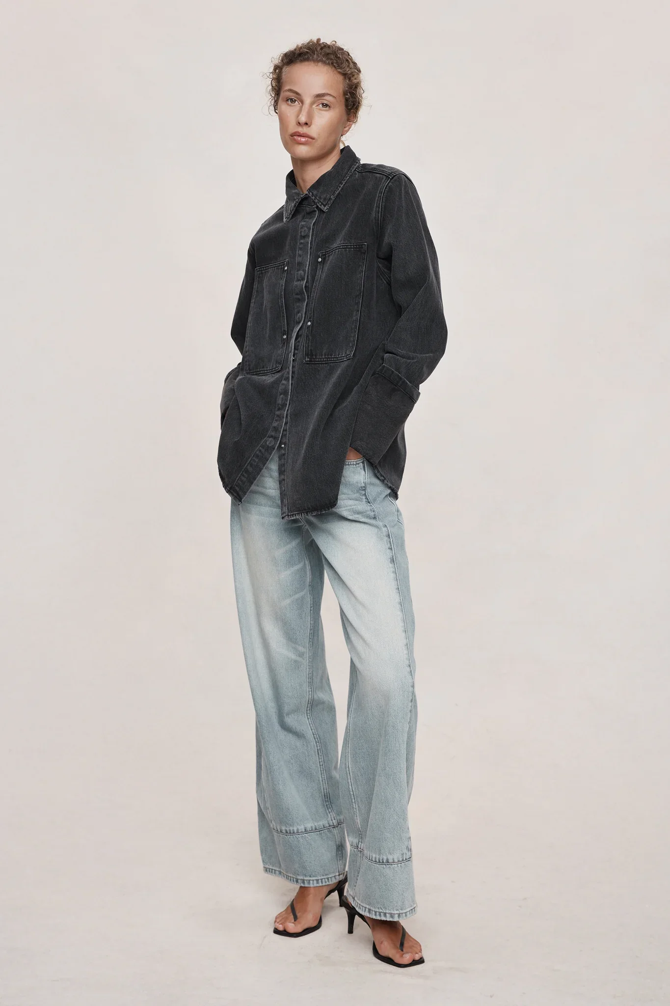 MARLE | FADED BLACK DENIM CROSTA SHIRT.