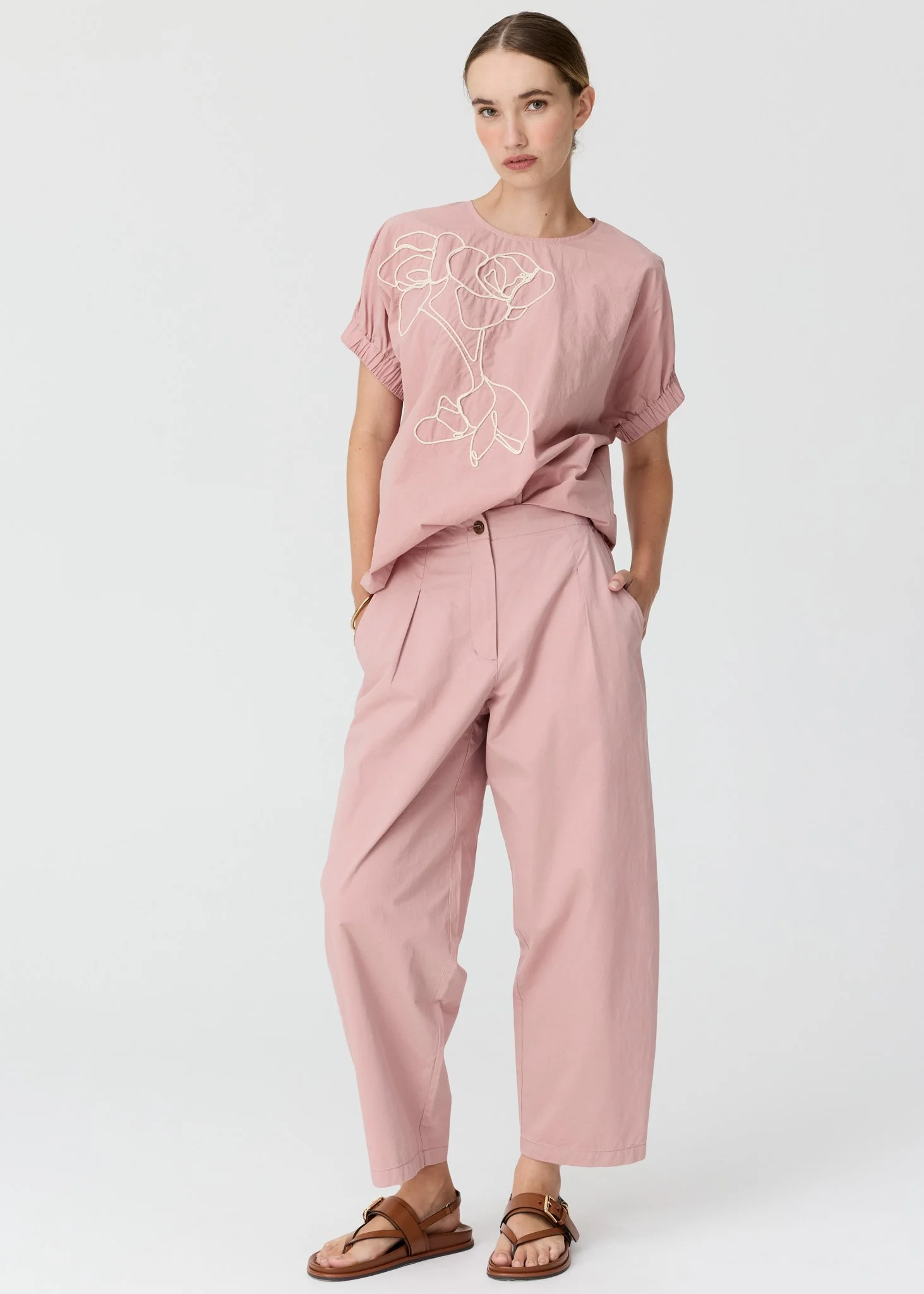 POL | IVY PINK CORNELLI EMBROIDERED TOP.