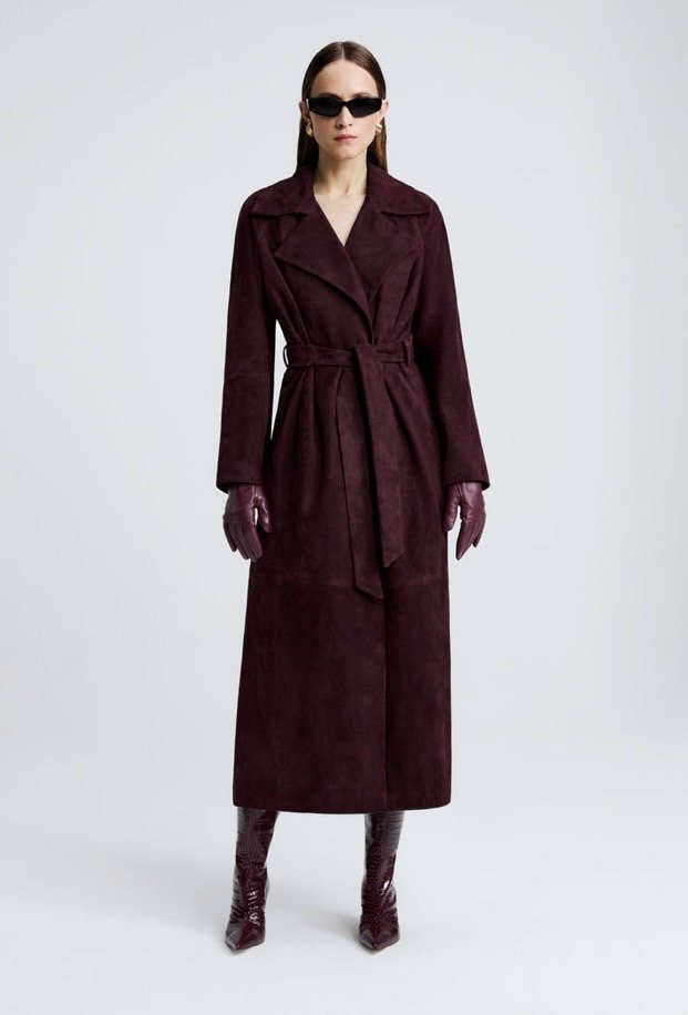 RAW BY RAW | BURGUNDY SUEDE COAT.
