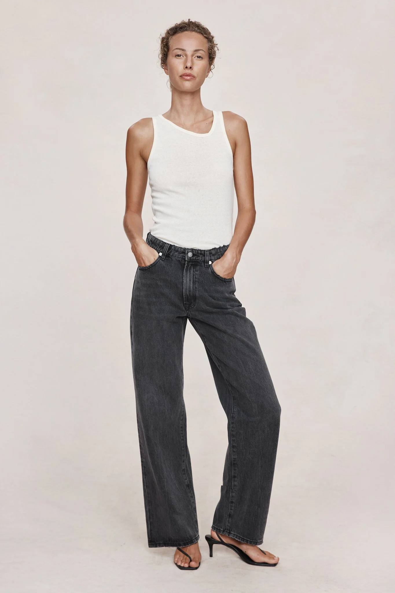 MARLE | BLACK DENIM WIDE LEG JEAN.