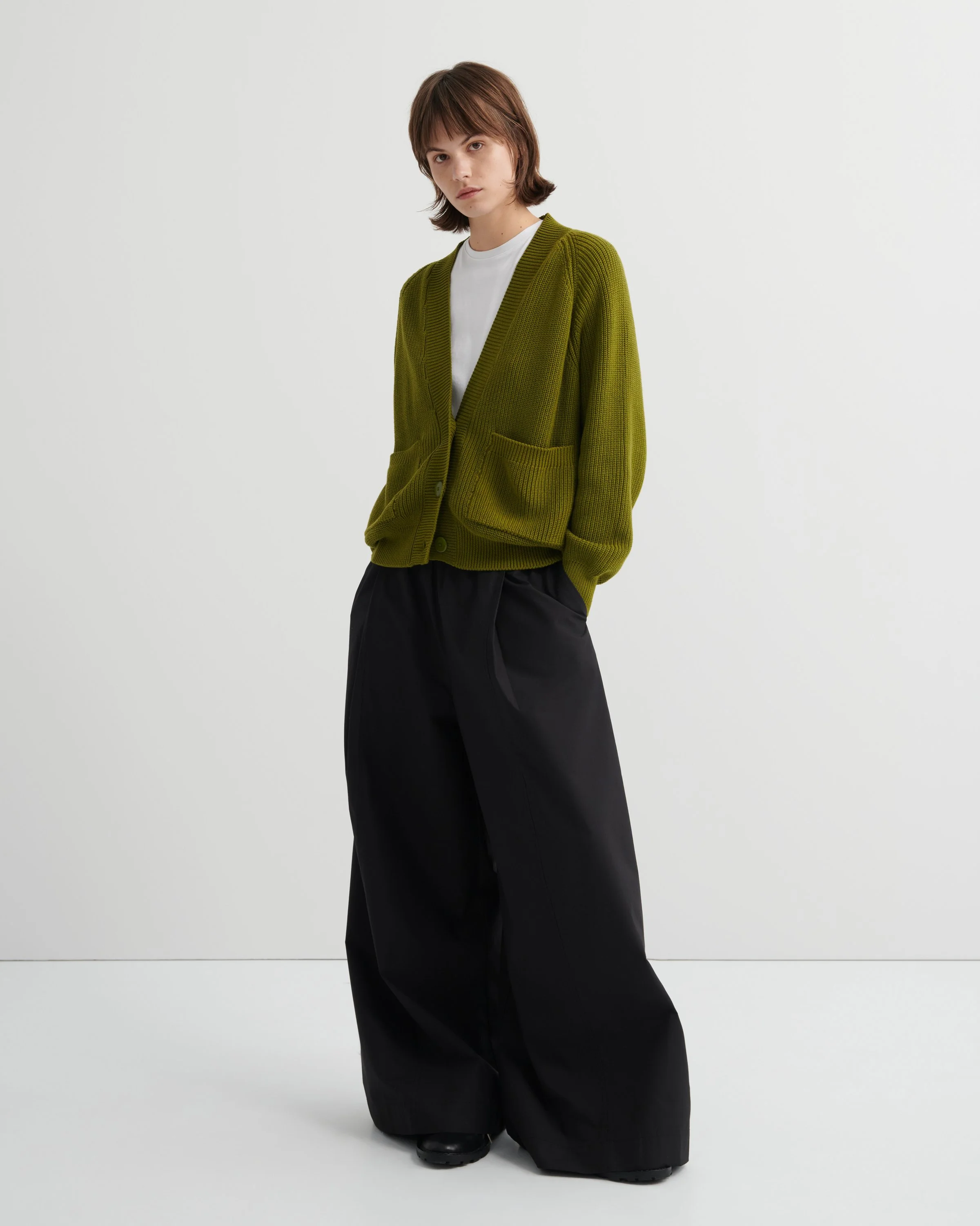 KOWTOW | CHARTREUSE ORGANIC COTTON CARDIGAN.
