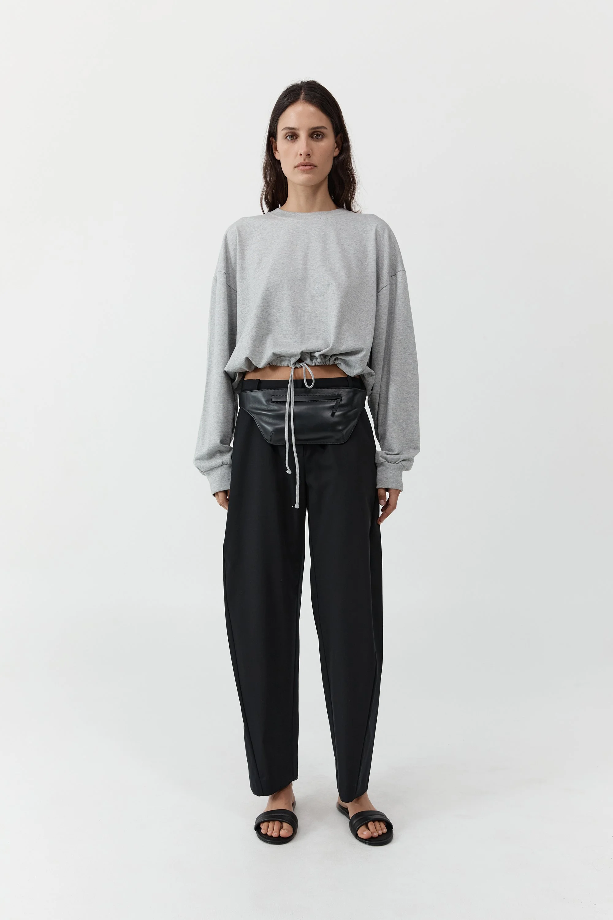 ST AGNI | DRAWSTRING LONG SLEEVE TOP.