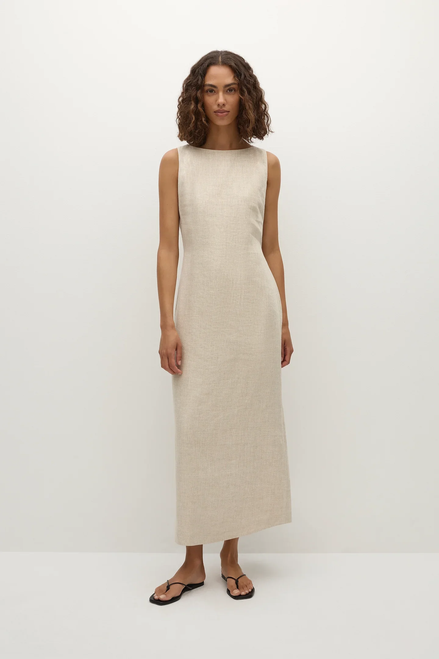 FAITHFUL | TAYLOR MIDI DRESS NATURAL LINEN.